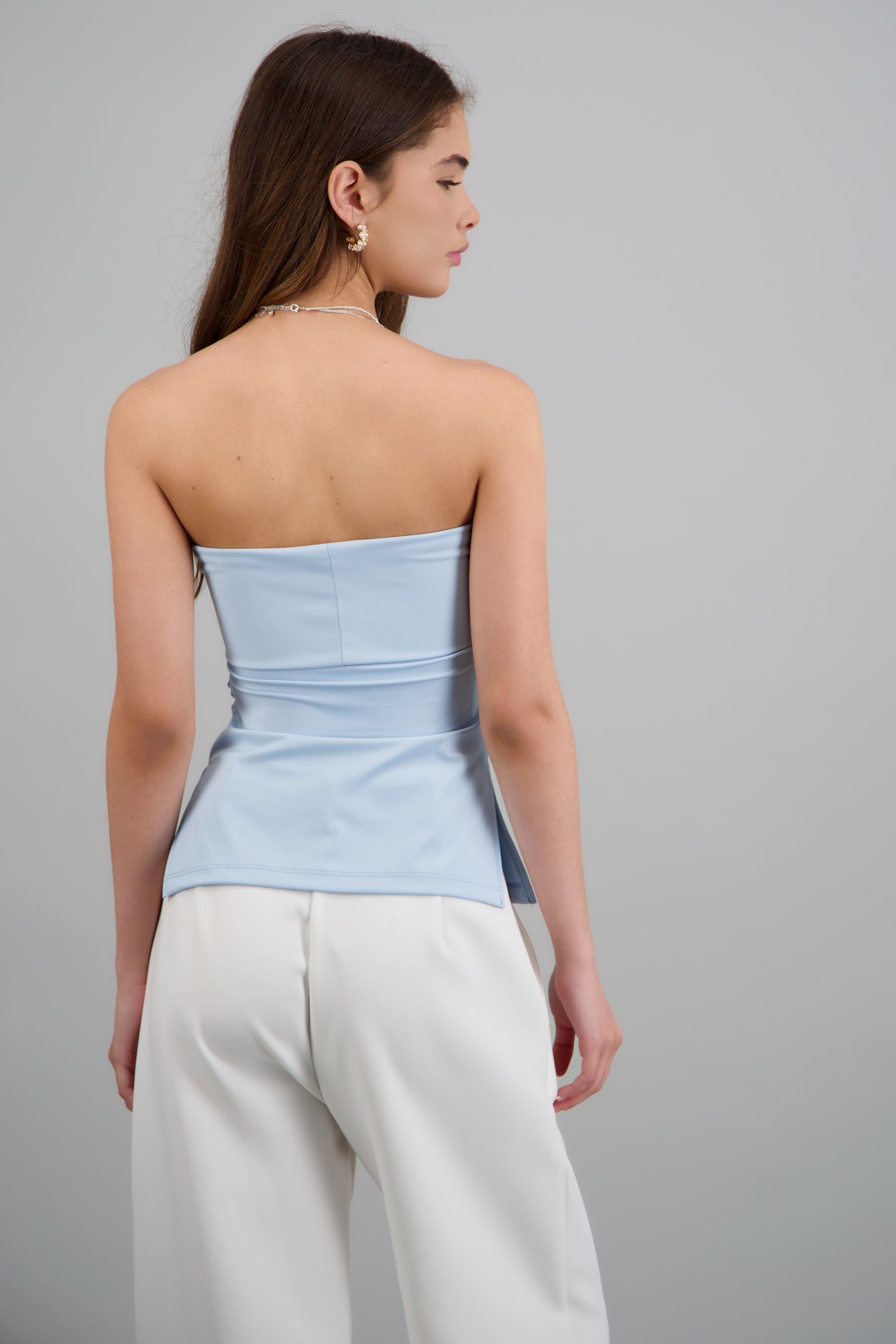 Top tubo con dobles escote AZUL PASTEL