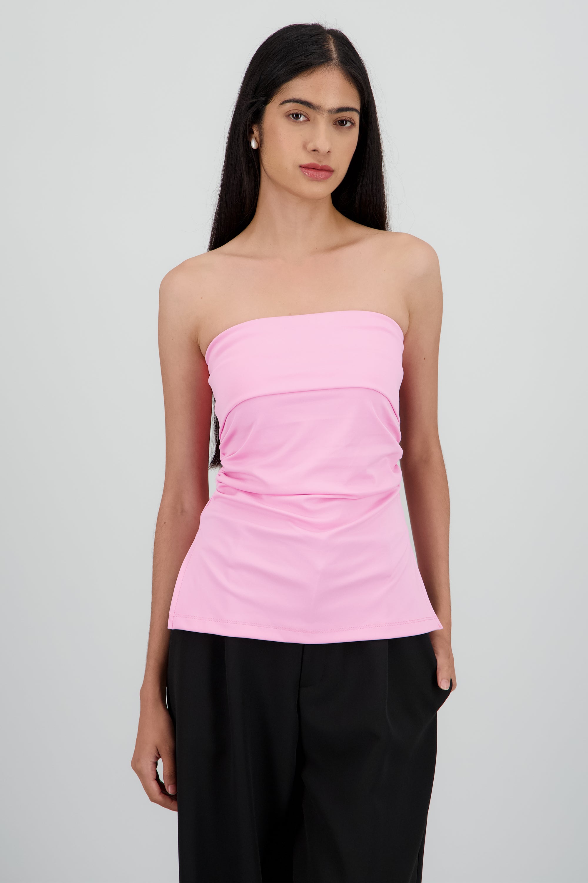 Top tubo con dobles escote ROSA