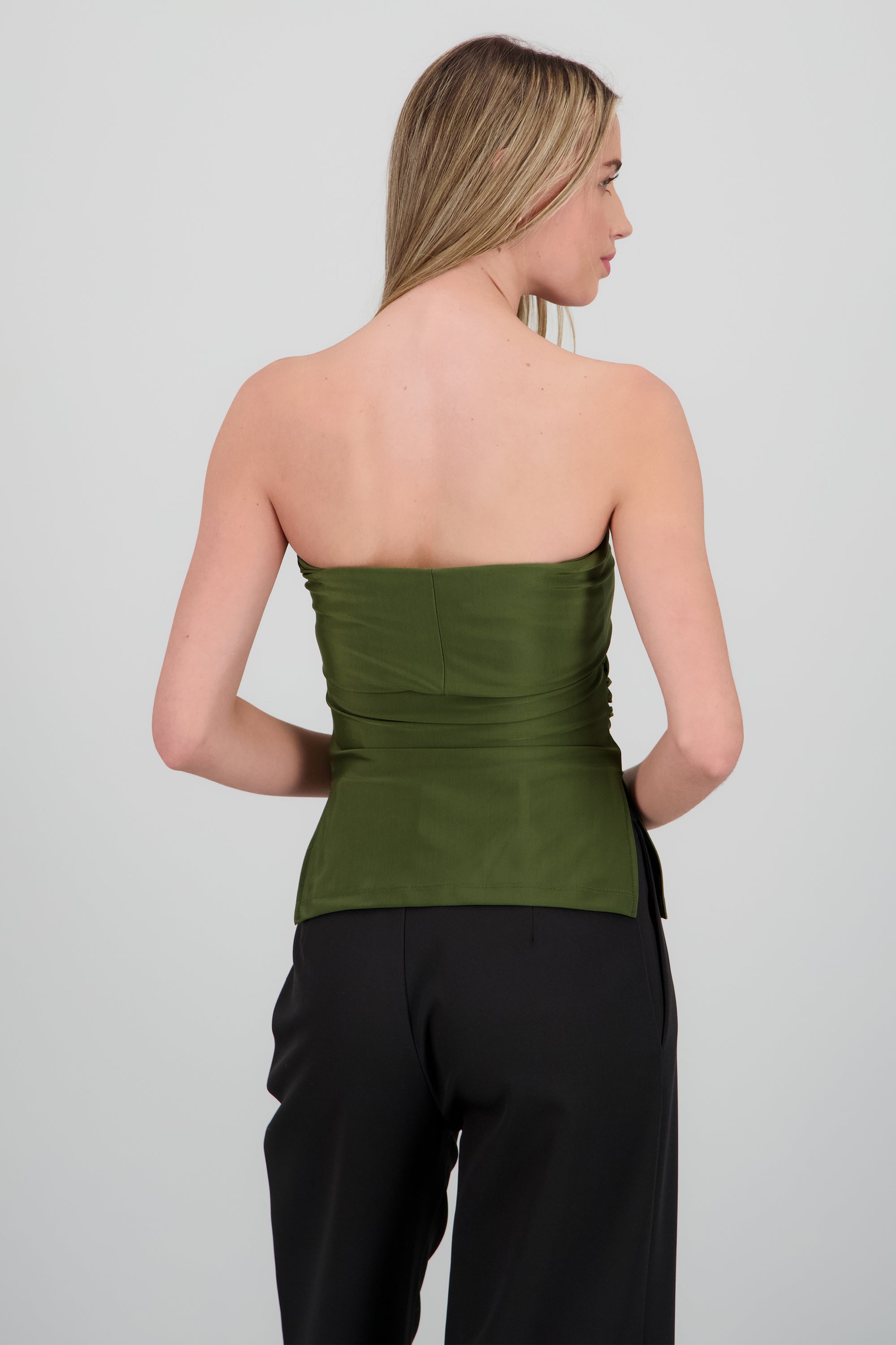 Top tubo con dobles escote VERDE CAZADOR