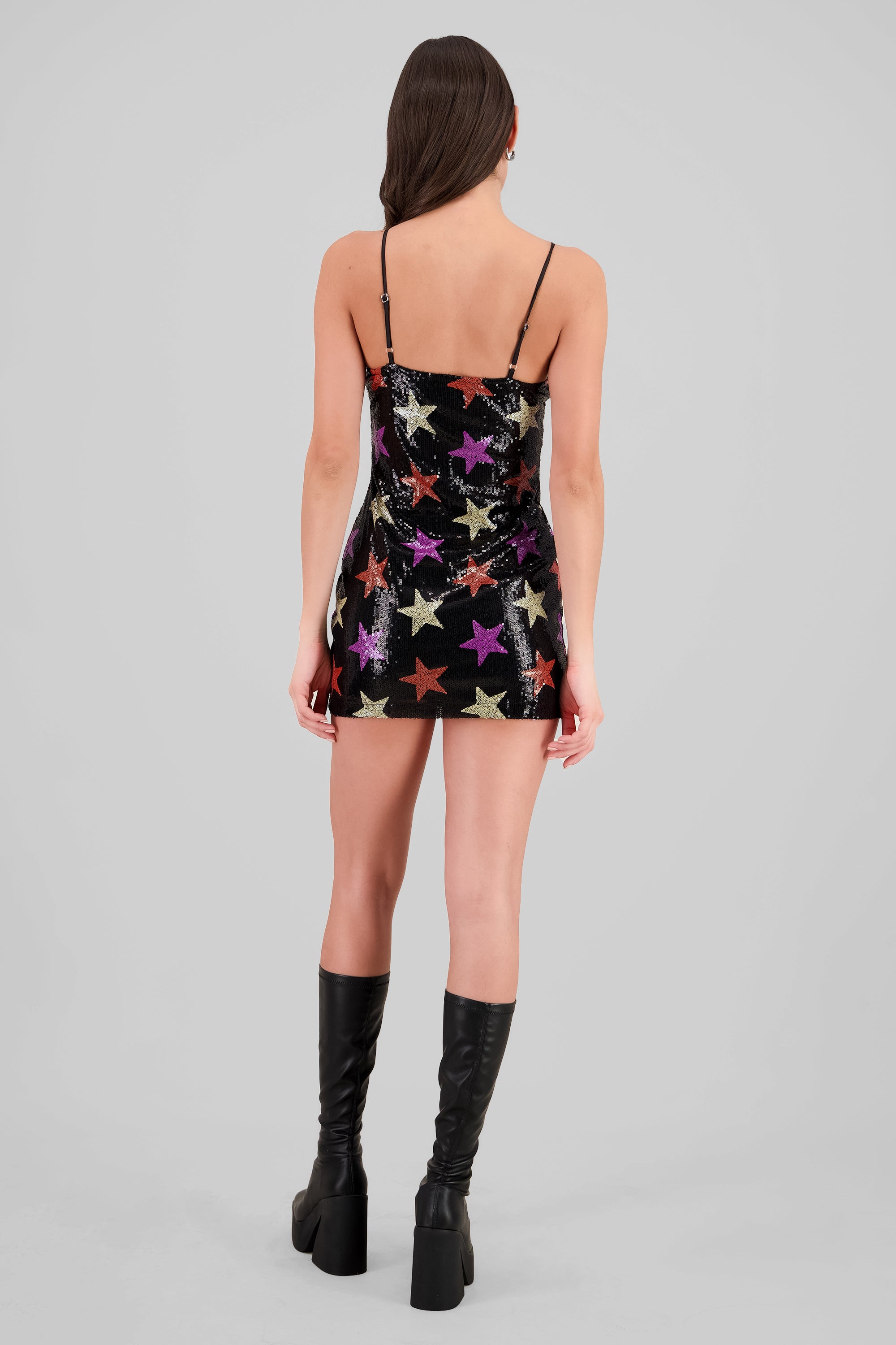 Mini vestido estrellas lentejuelas NEGRO COMBO