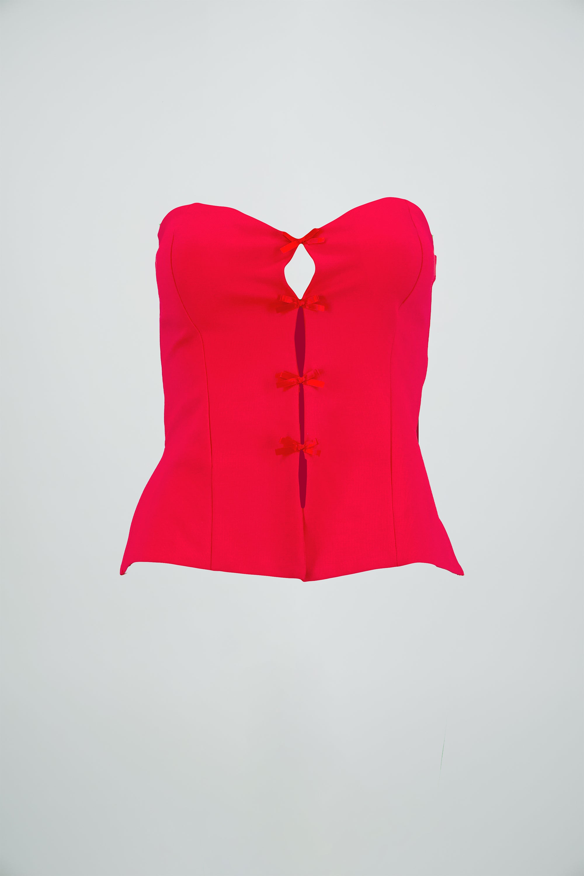 Top escote corazon detalle moños ROJO