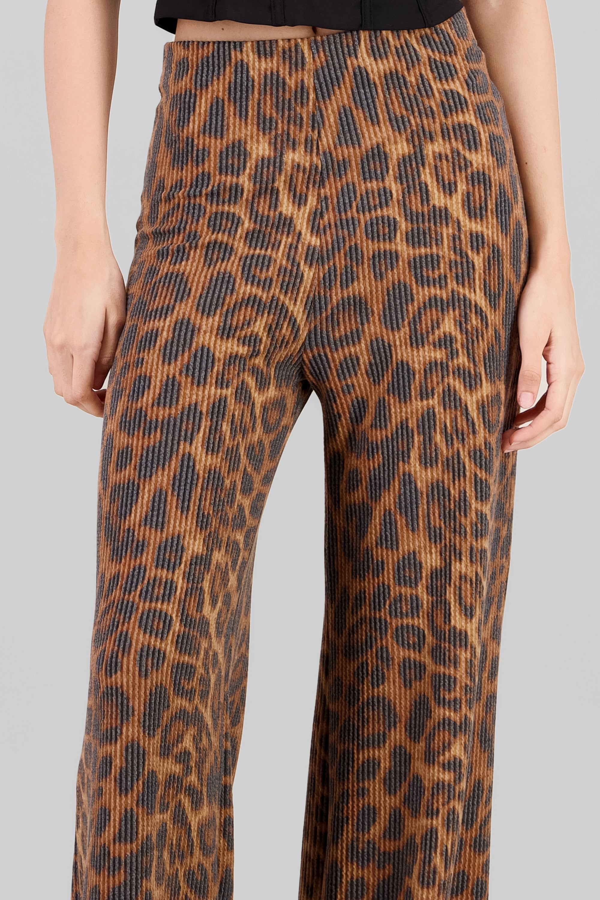 Pantalon wide leg animal print textura CAFE COMBO