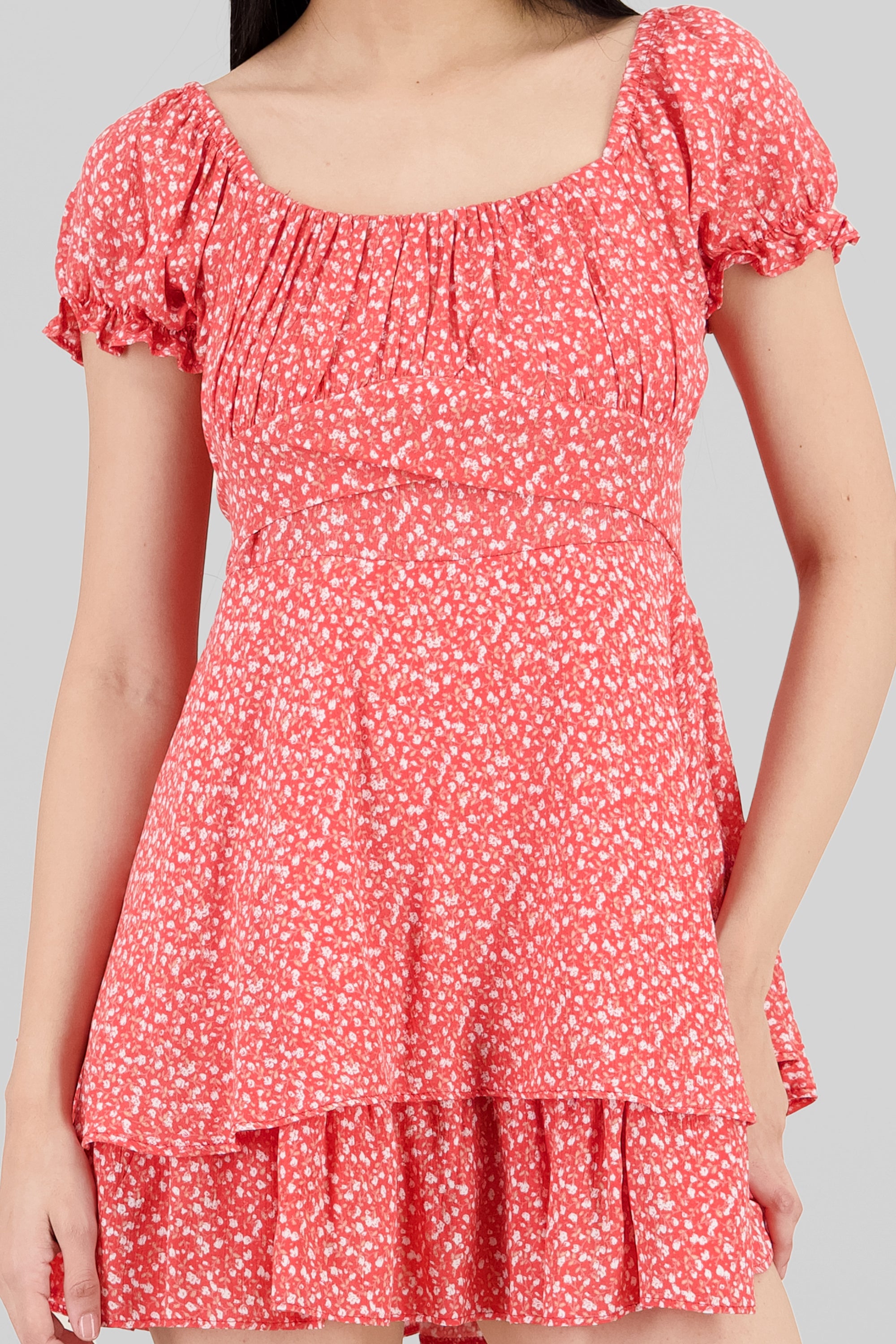 Vestido mini olan flores ROJO COMBO