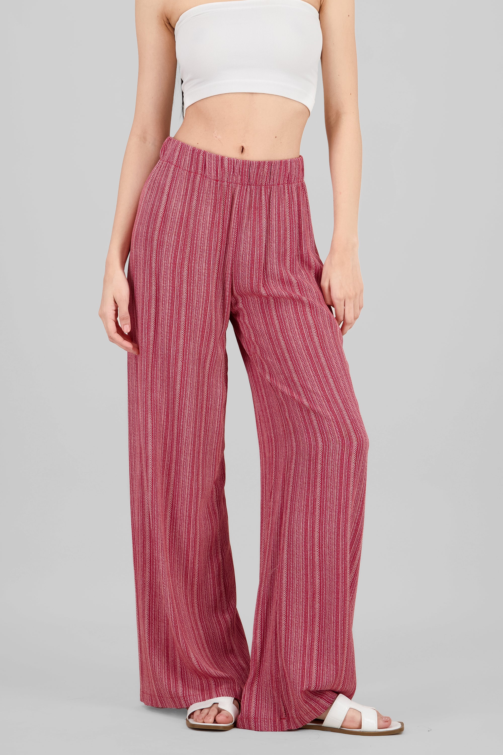 Pantalon amplio rayas ROJO COMBO