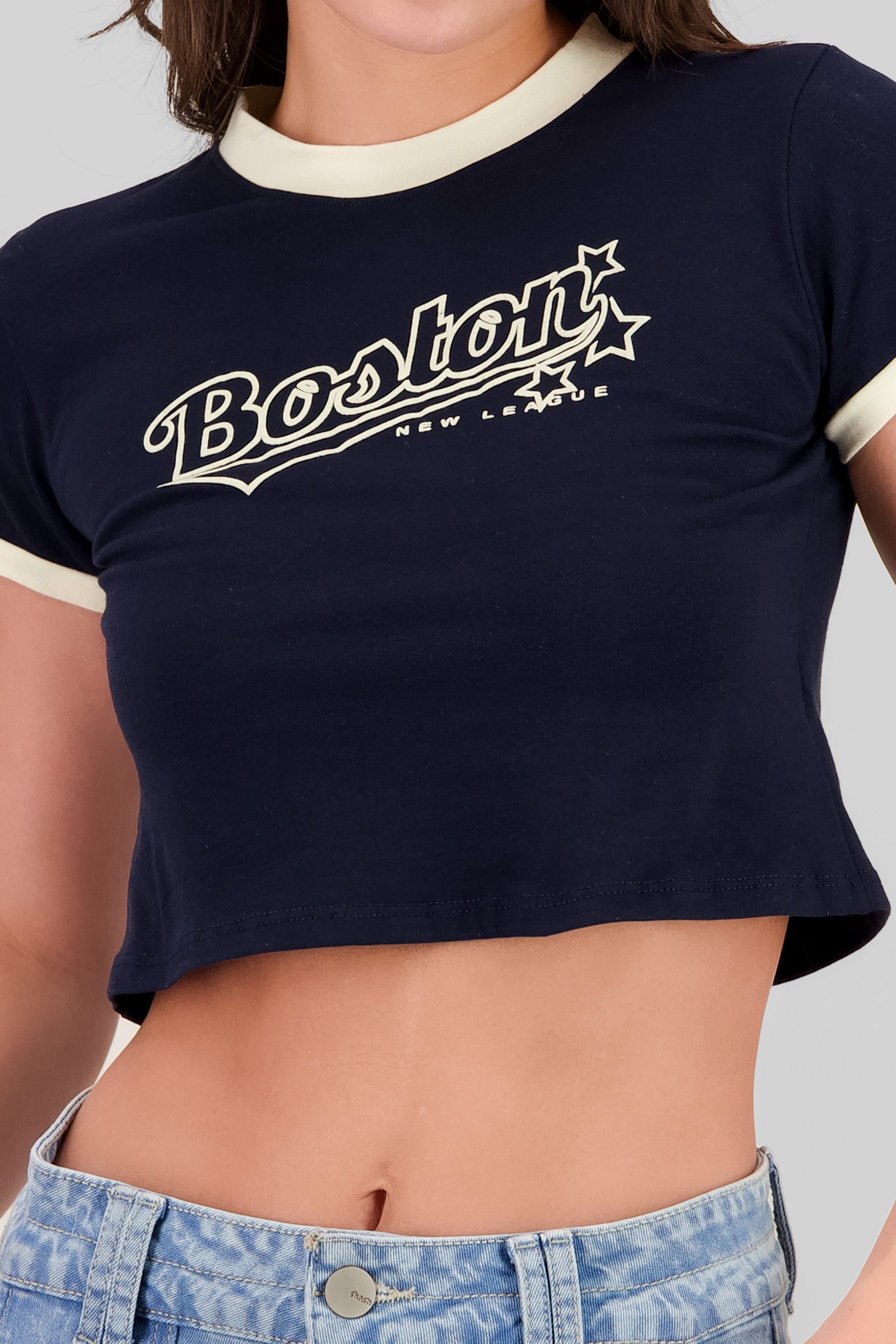 Playera contrastes boston MARINO COMBO