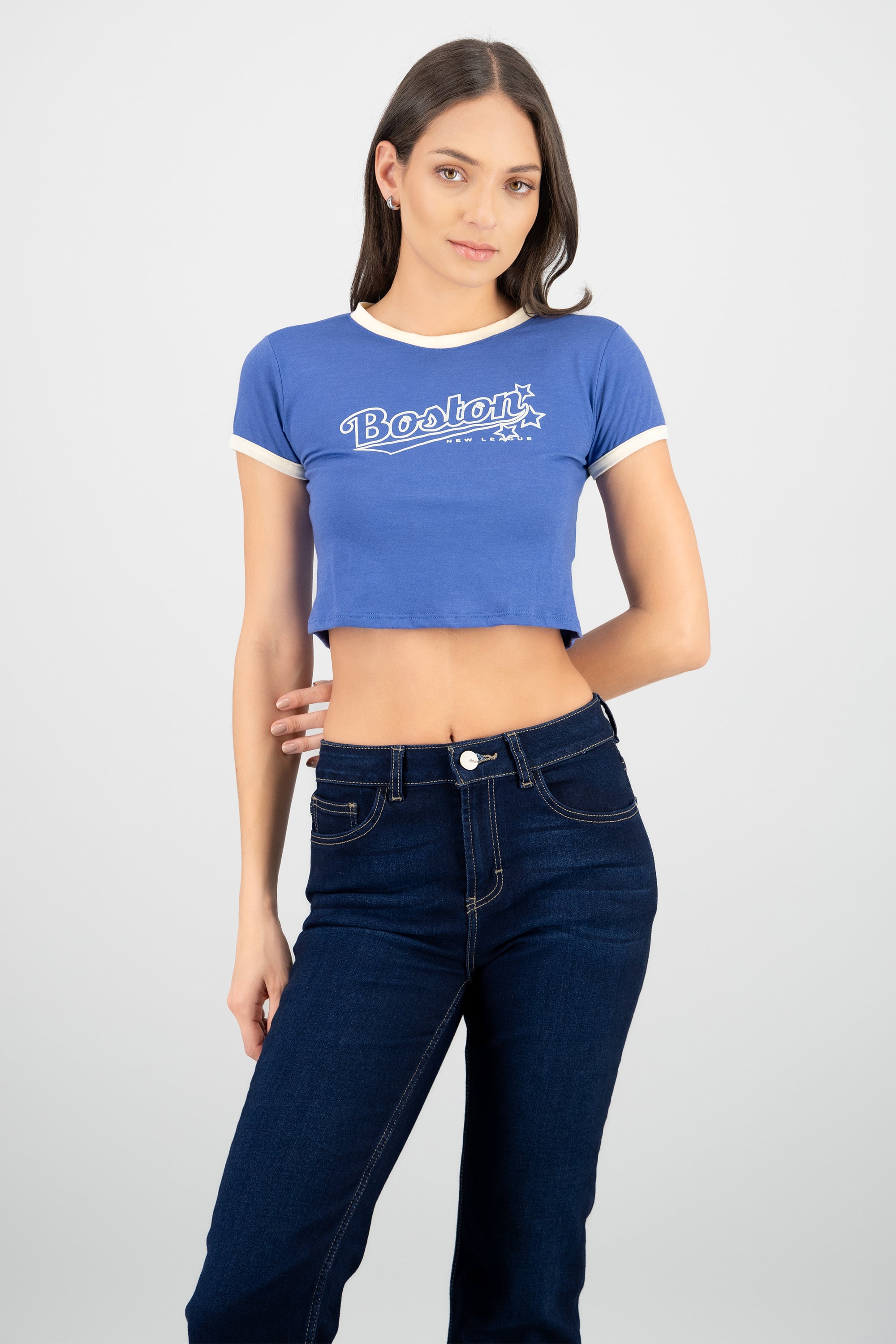 Playera contrastes boston AZUL COMBO