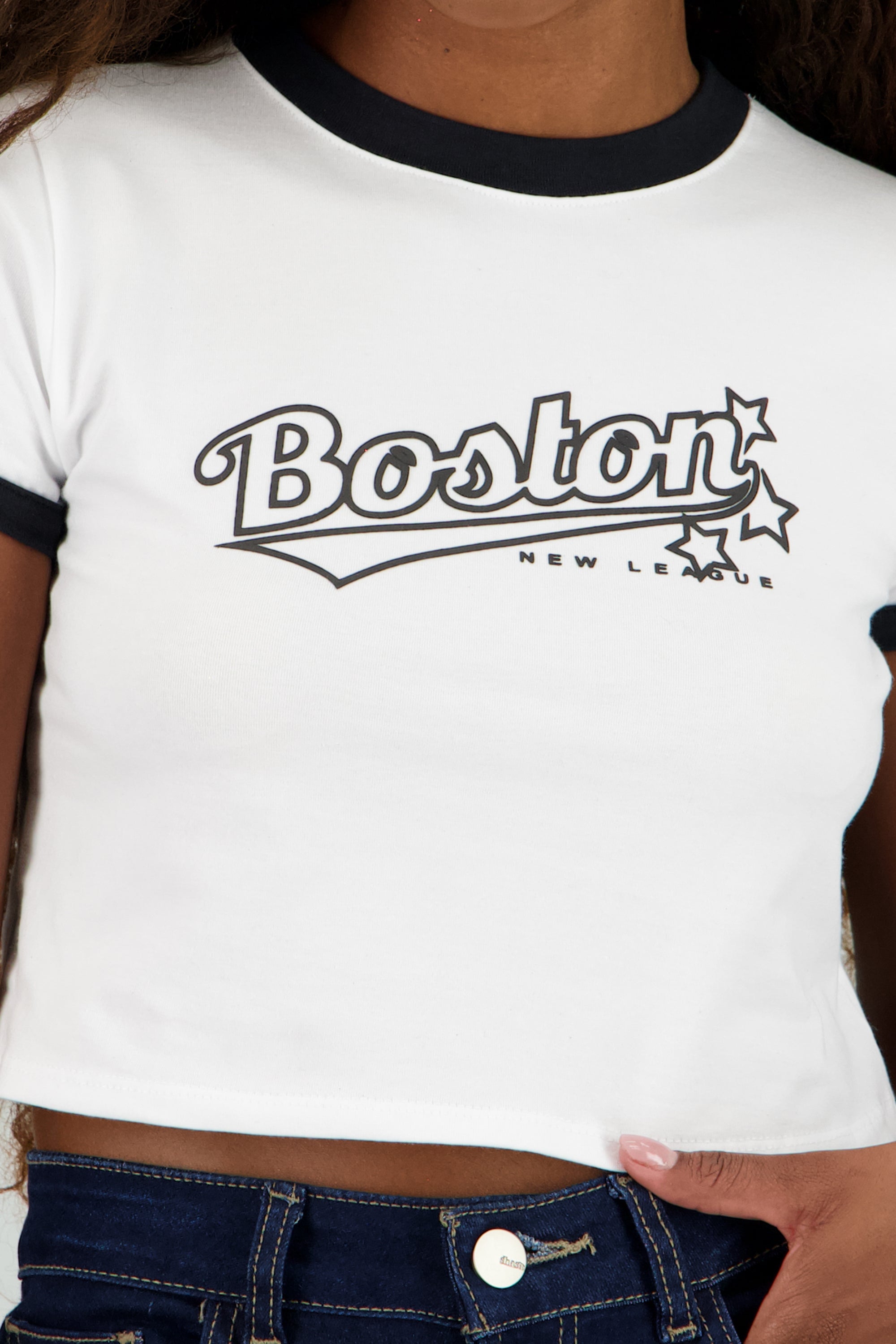 Playera contrastes boston BLANCO COMBO