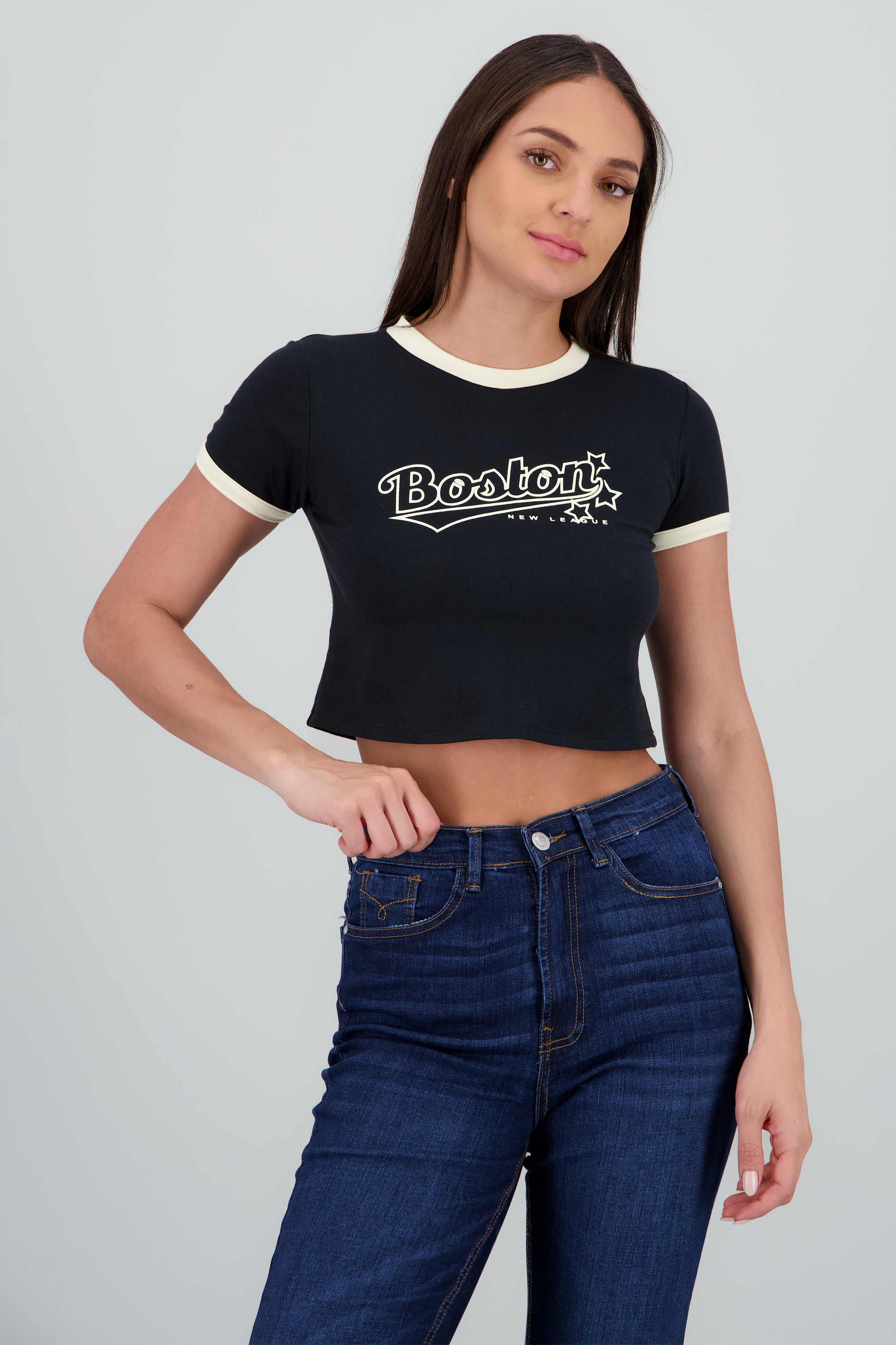 Playera contrastes boston NEGRO COMBO