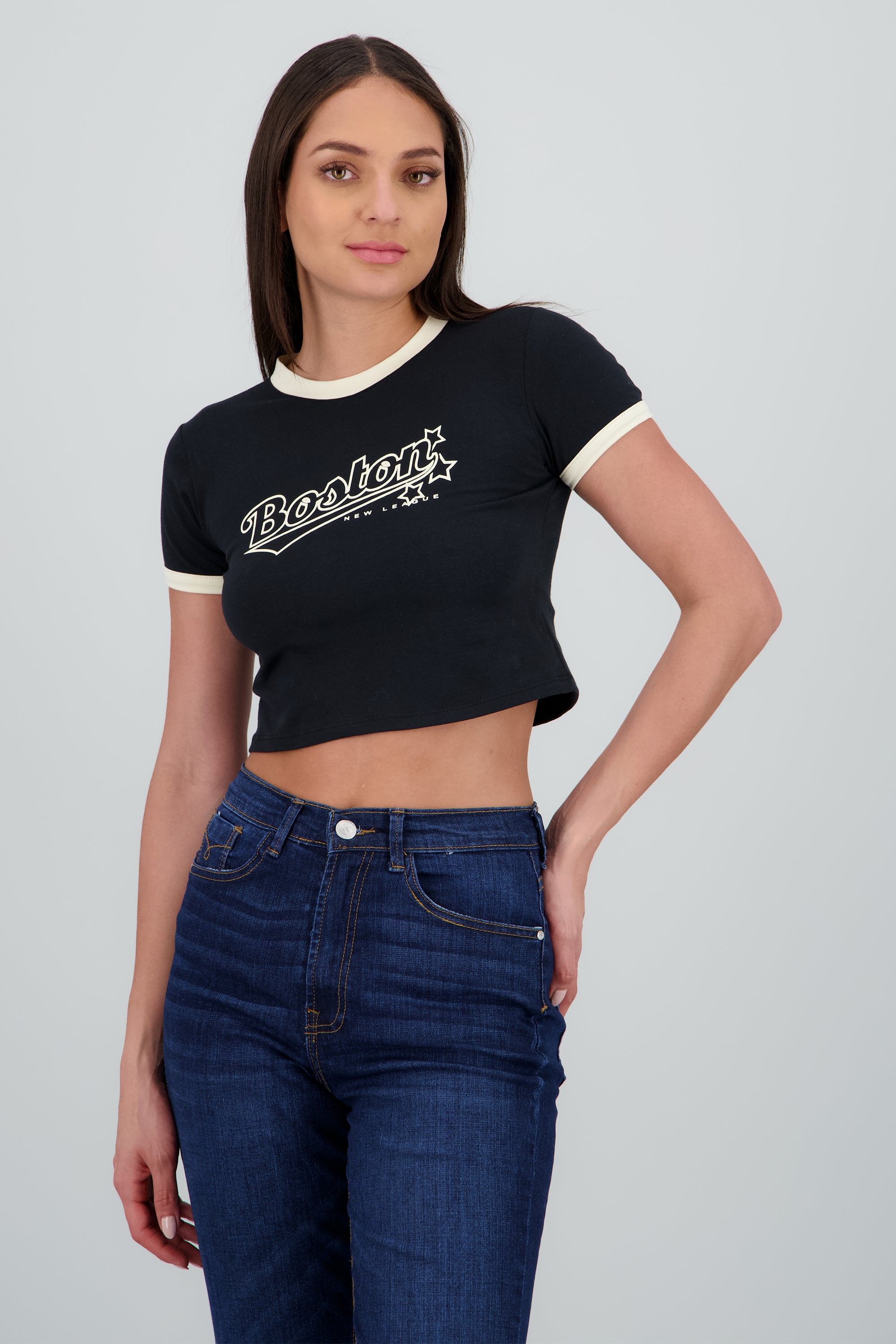 Playera contrastes boston NEGRO COMBO