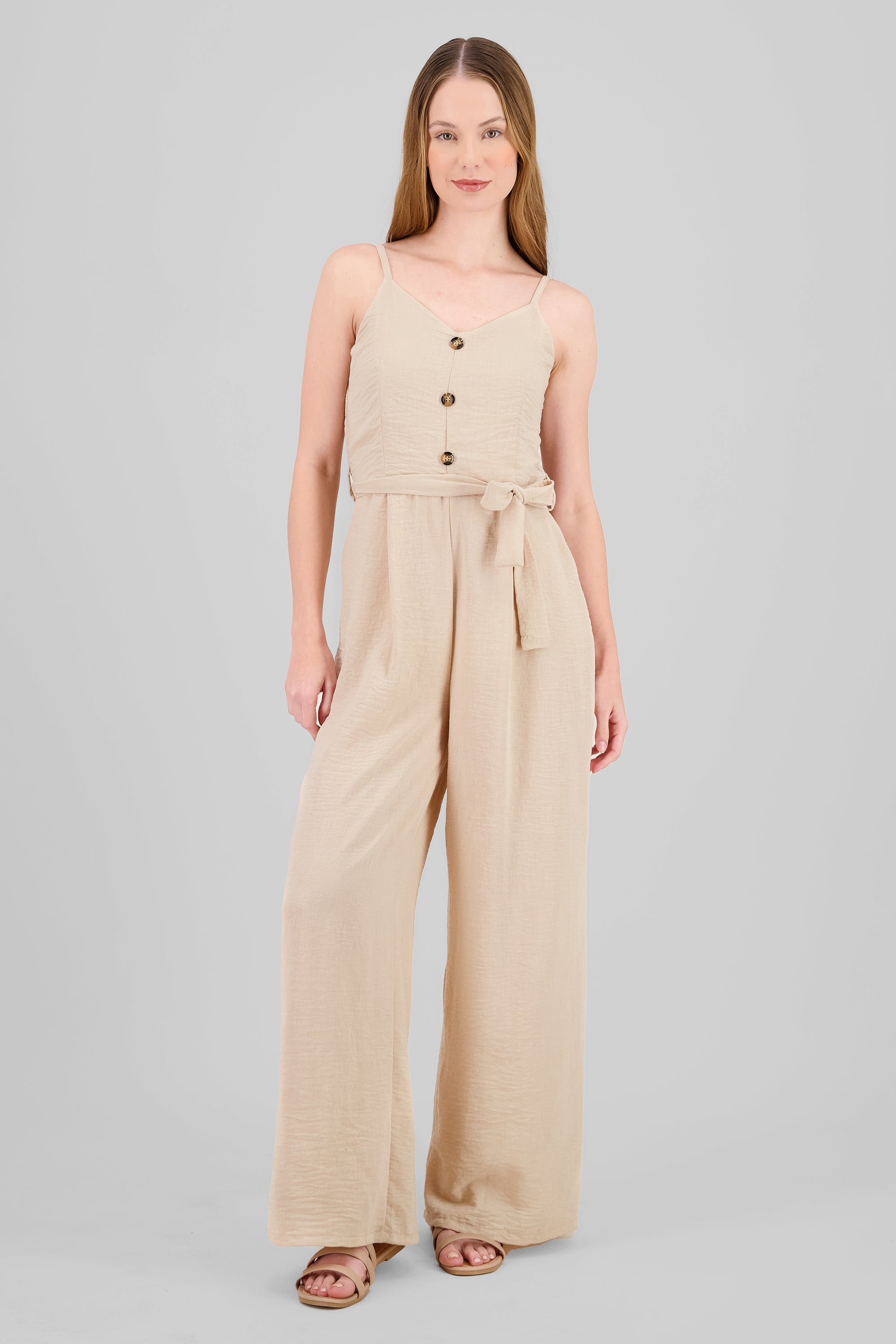 Jumpsuit tirantes detalle botones BEIGE