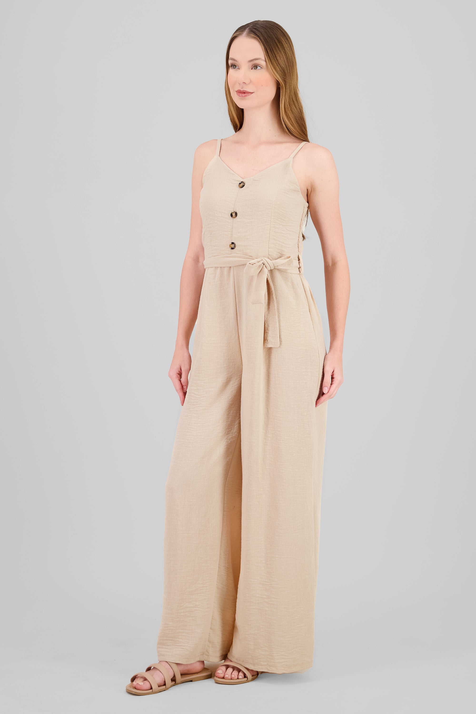 Jumpsuit tirantes detalle botones BEIGE