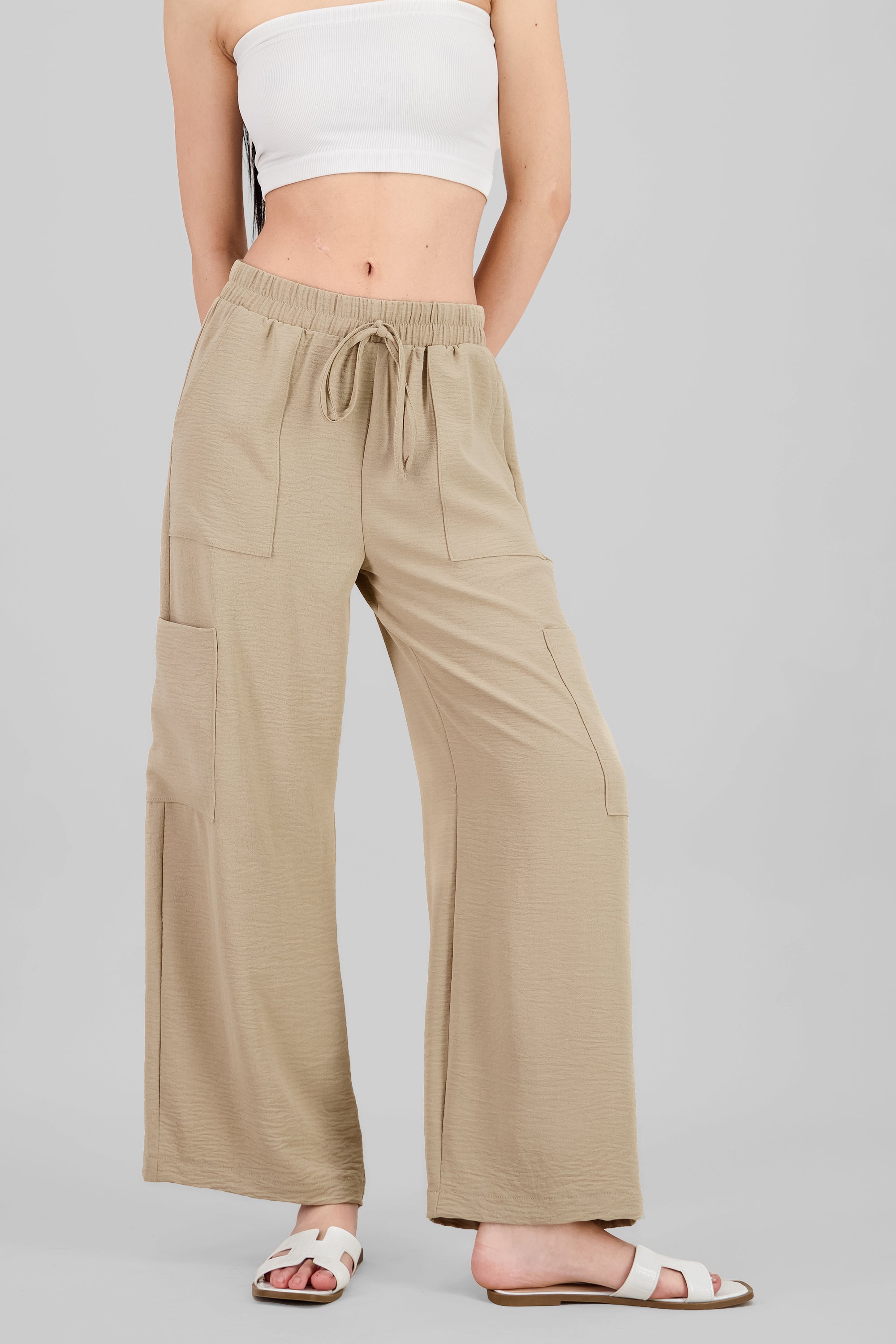 Pantalón bolsas textura BEIGE