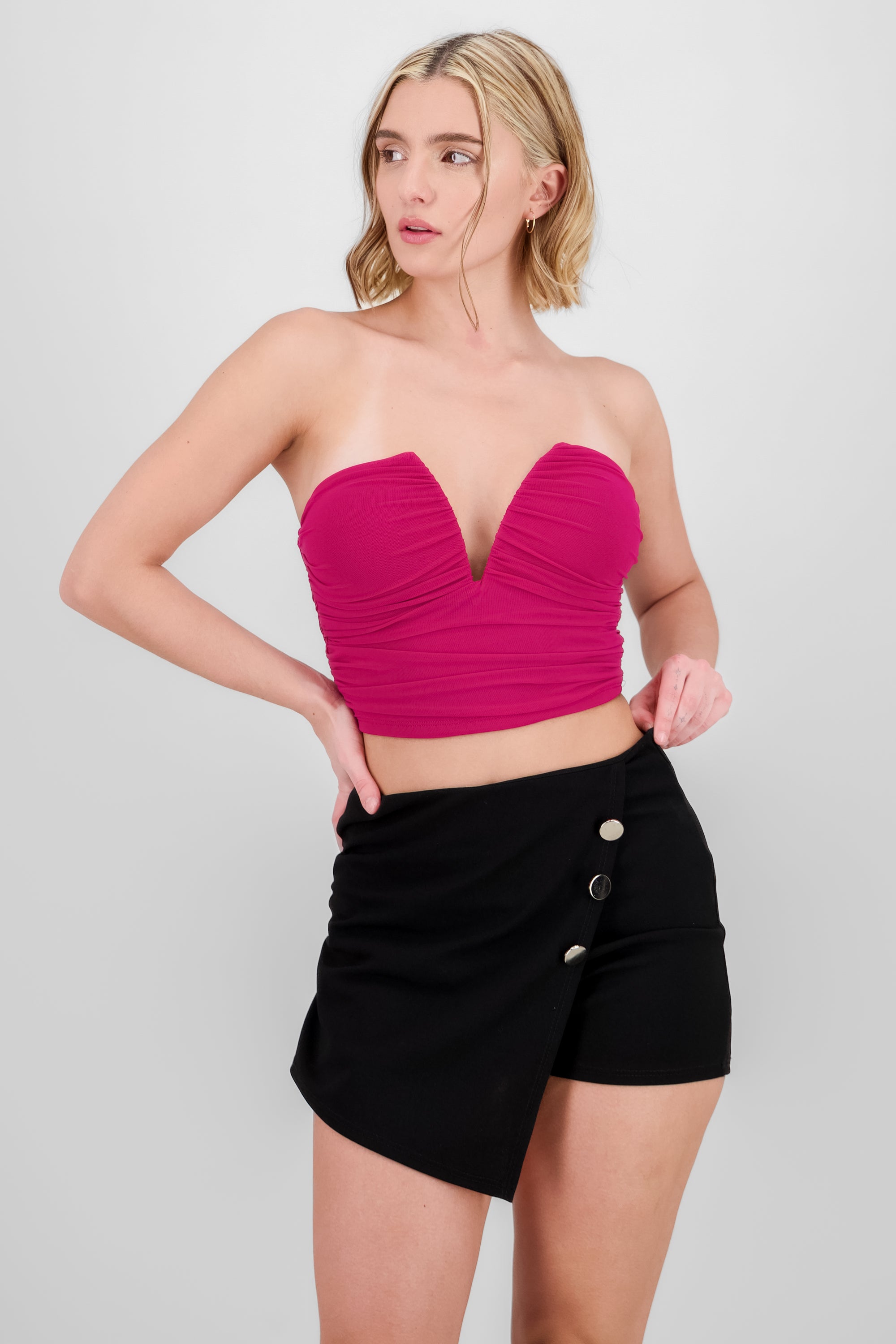 Top de mesh con escote y varilla ROJO