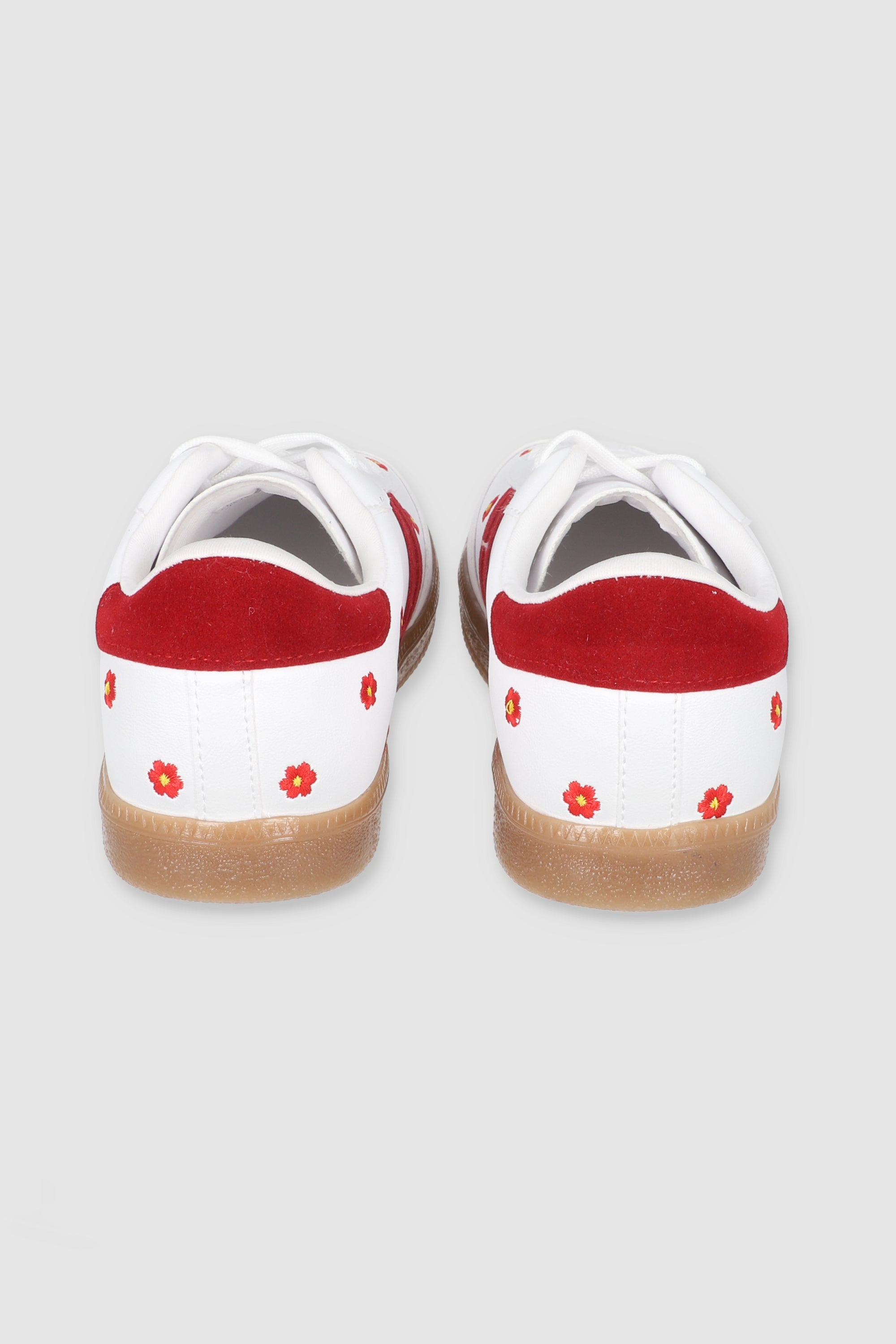 TENIS LINEAS FLORES ROJO