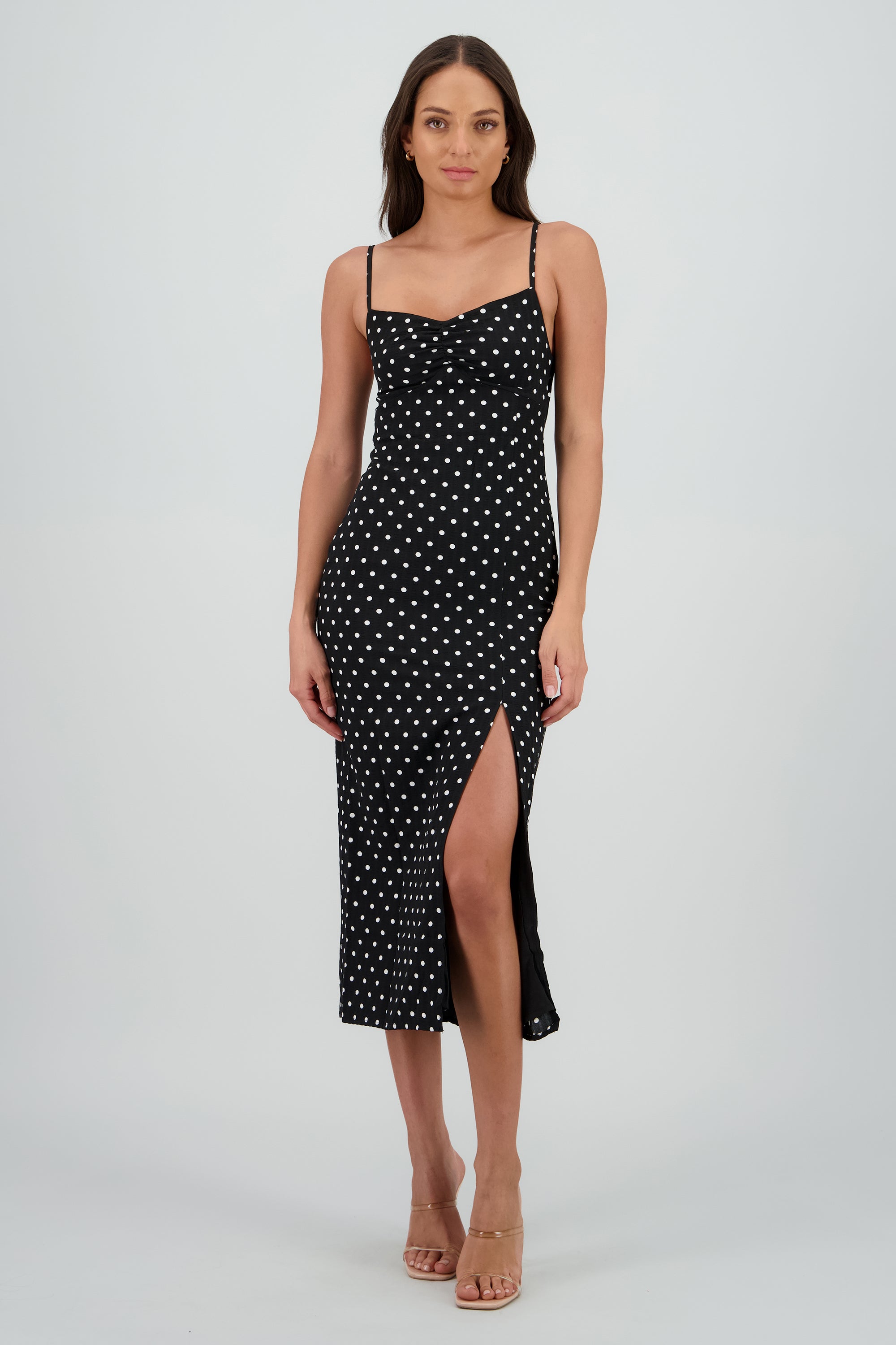 Vestido maxi polka detalle espalda NEGRO COMBO