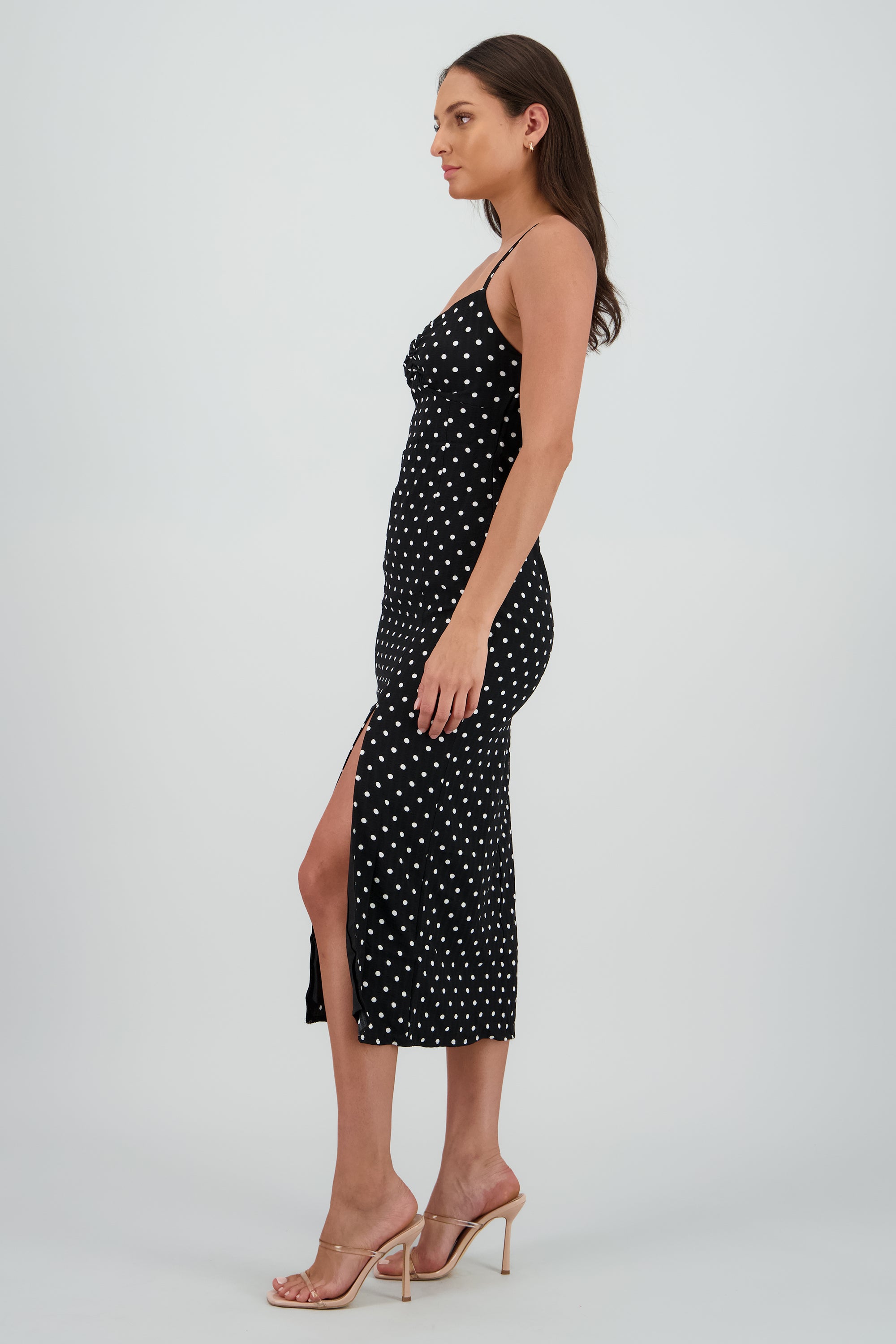 Vestido maxi polka detalle espalda NEGRO COMBO