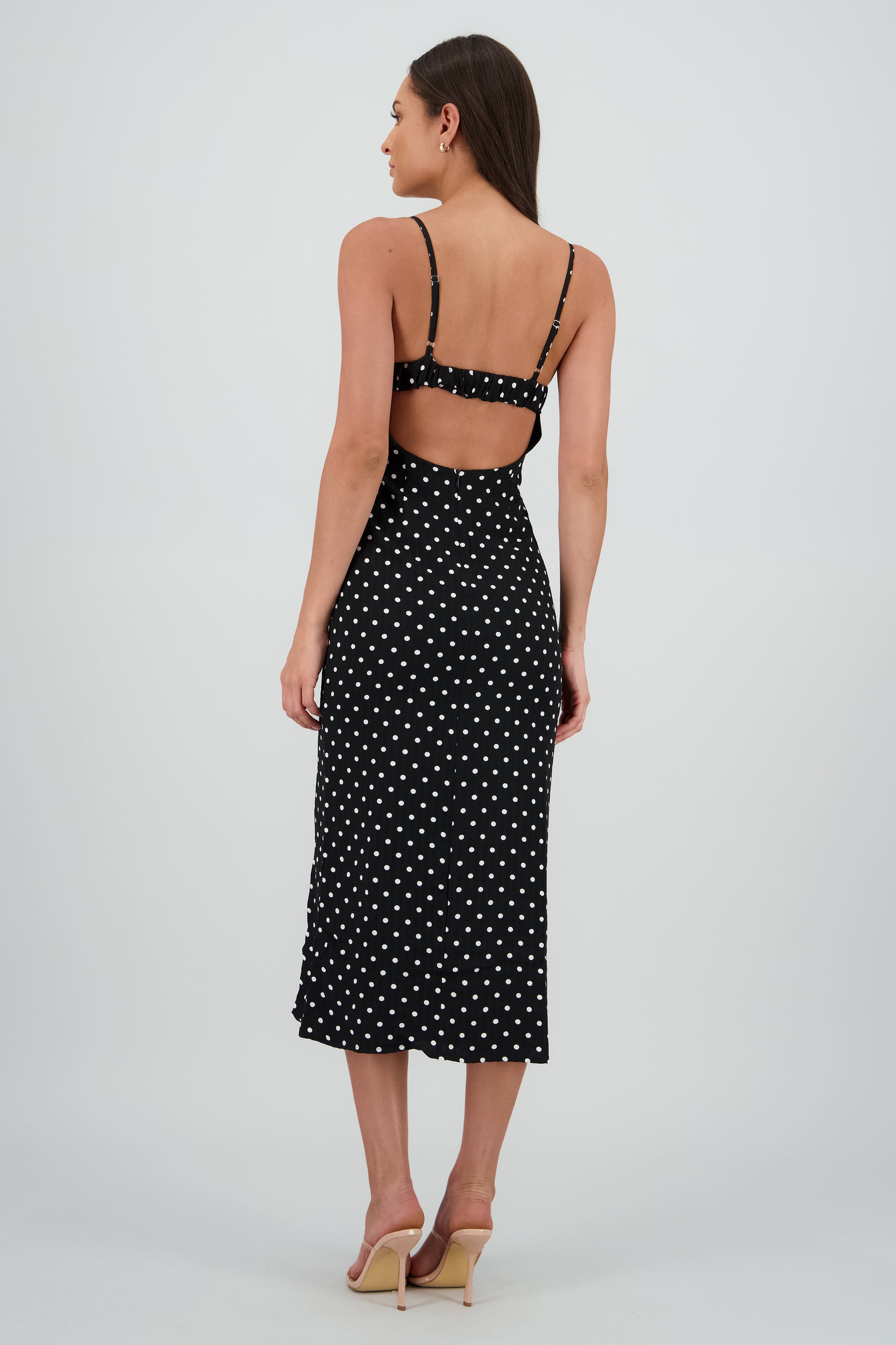 Vestido maxi polka detalle espalda NEGRO COMBO