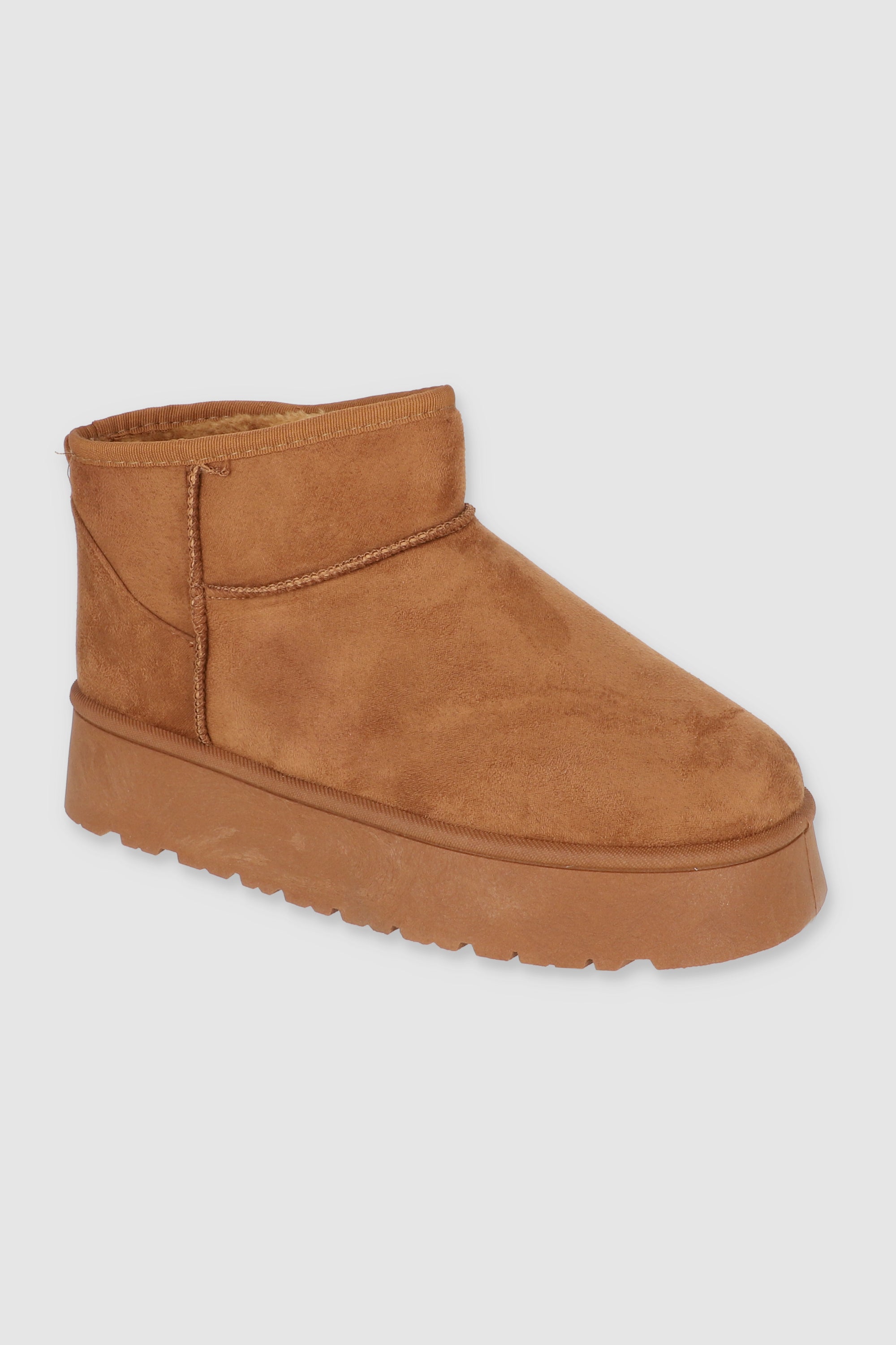 Bota corta plataforma peluche TAN