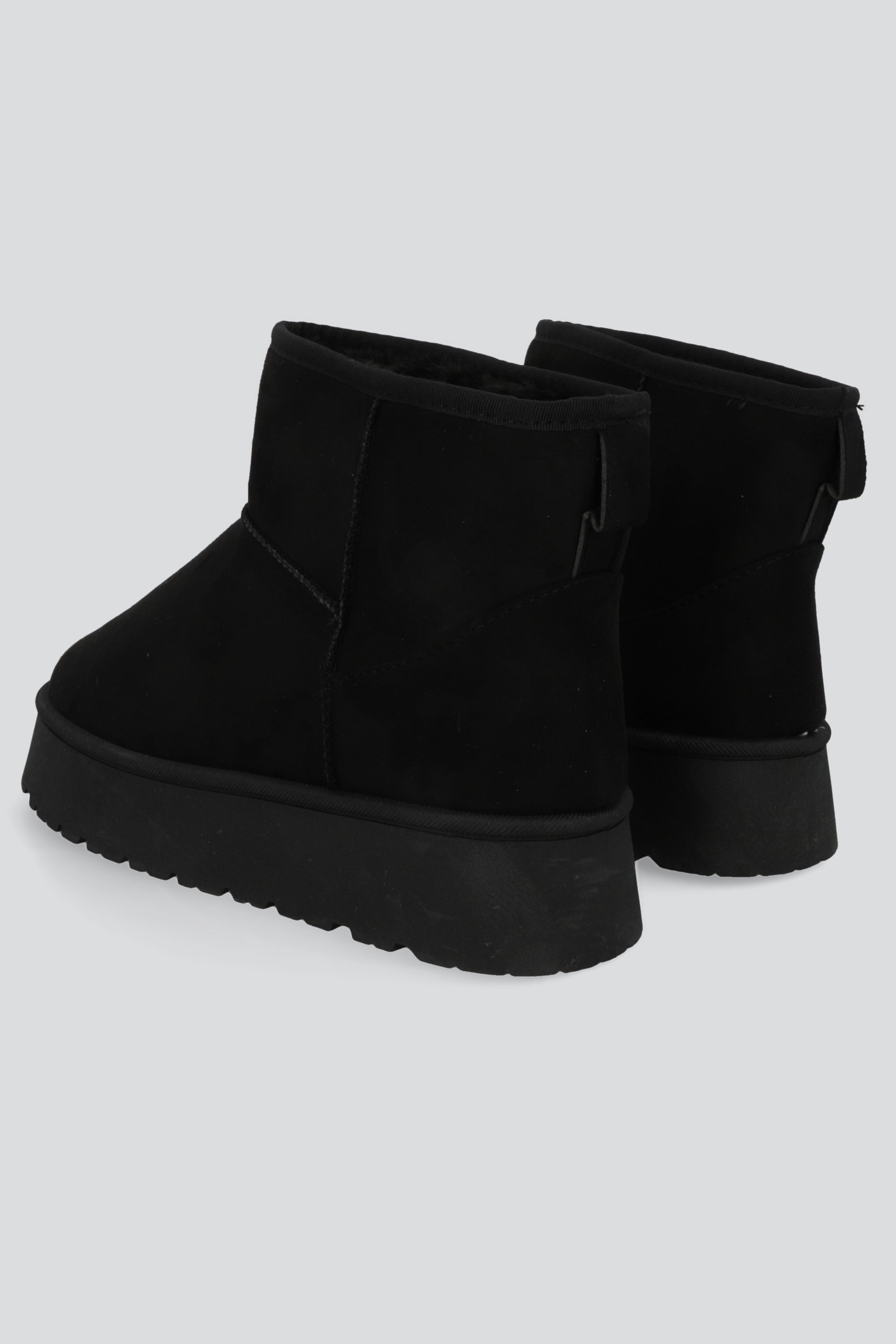 Bota corta plataforma peluche NEGRO