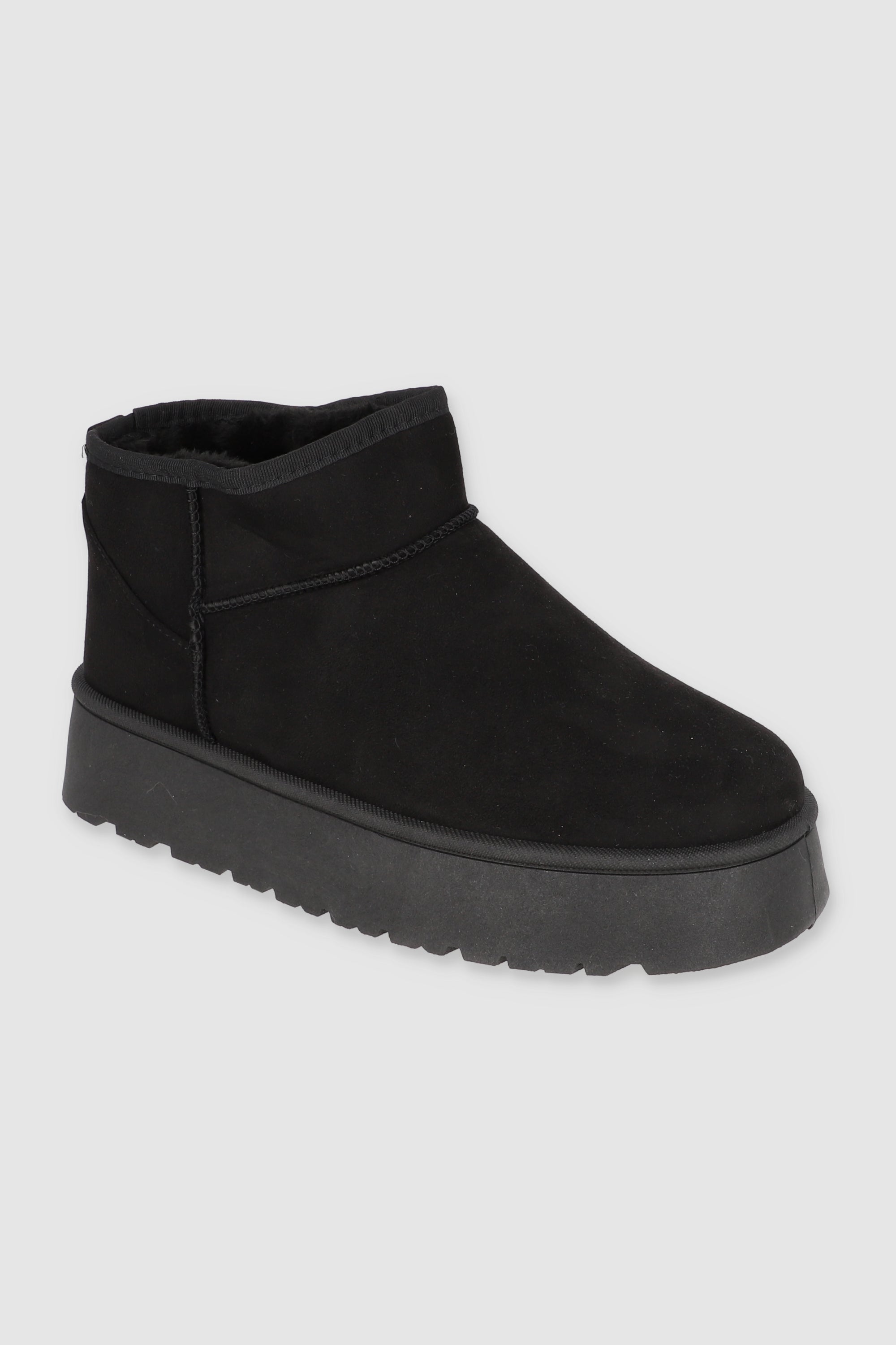 Bota corta plataforma peluche NEGRO