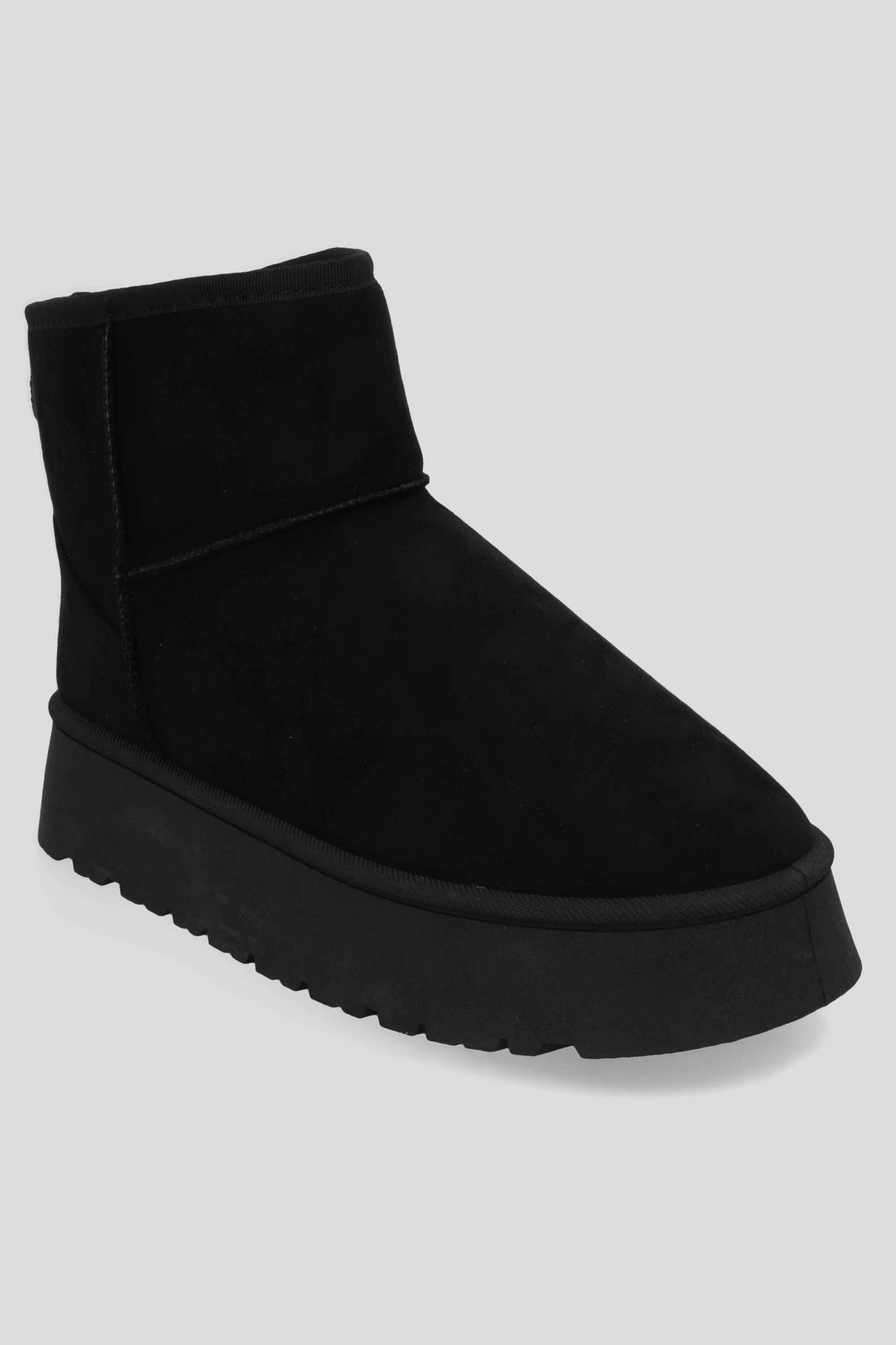 Bota corta plataforma peluche NEGRO
