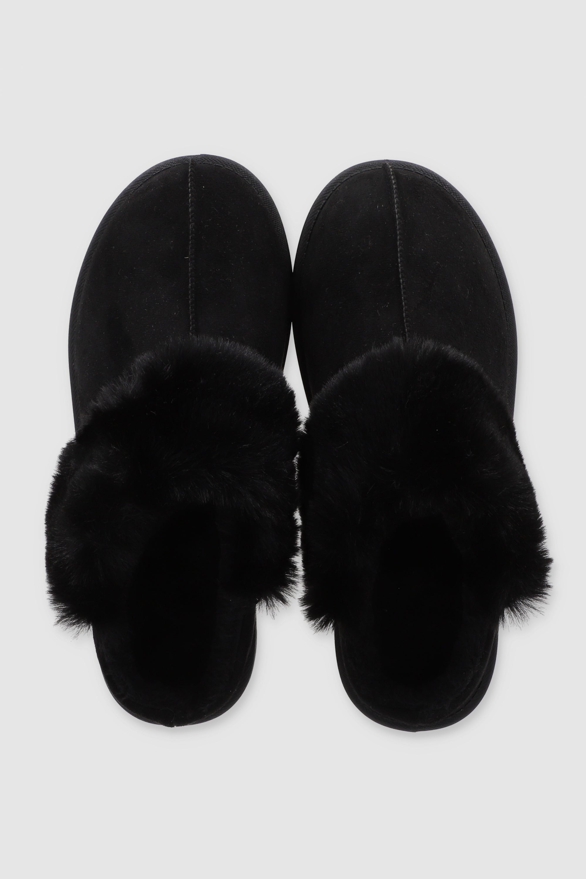 Pantufla zueco fluffy NEGRO