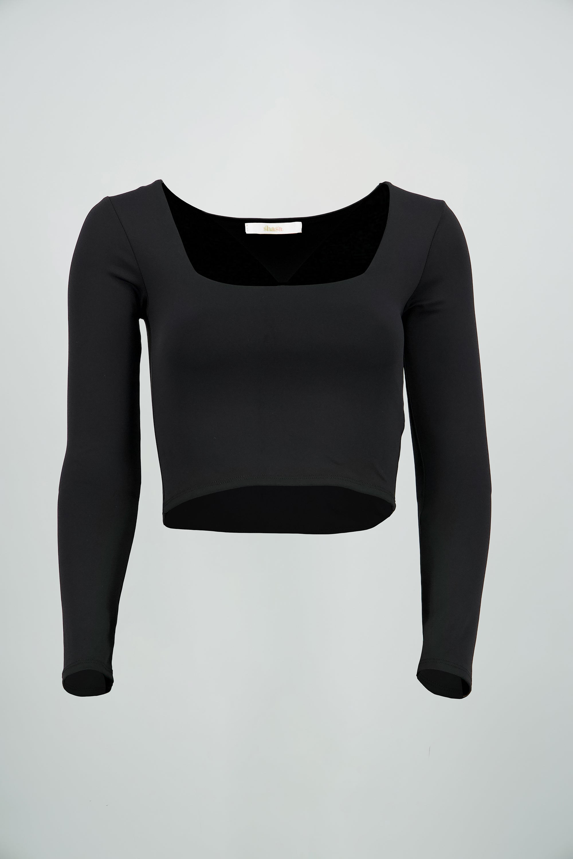 Top escote cuadrado con manga larga NEGRO