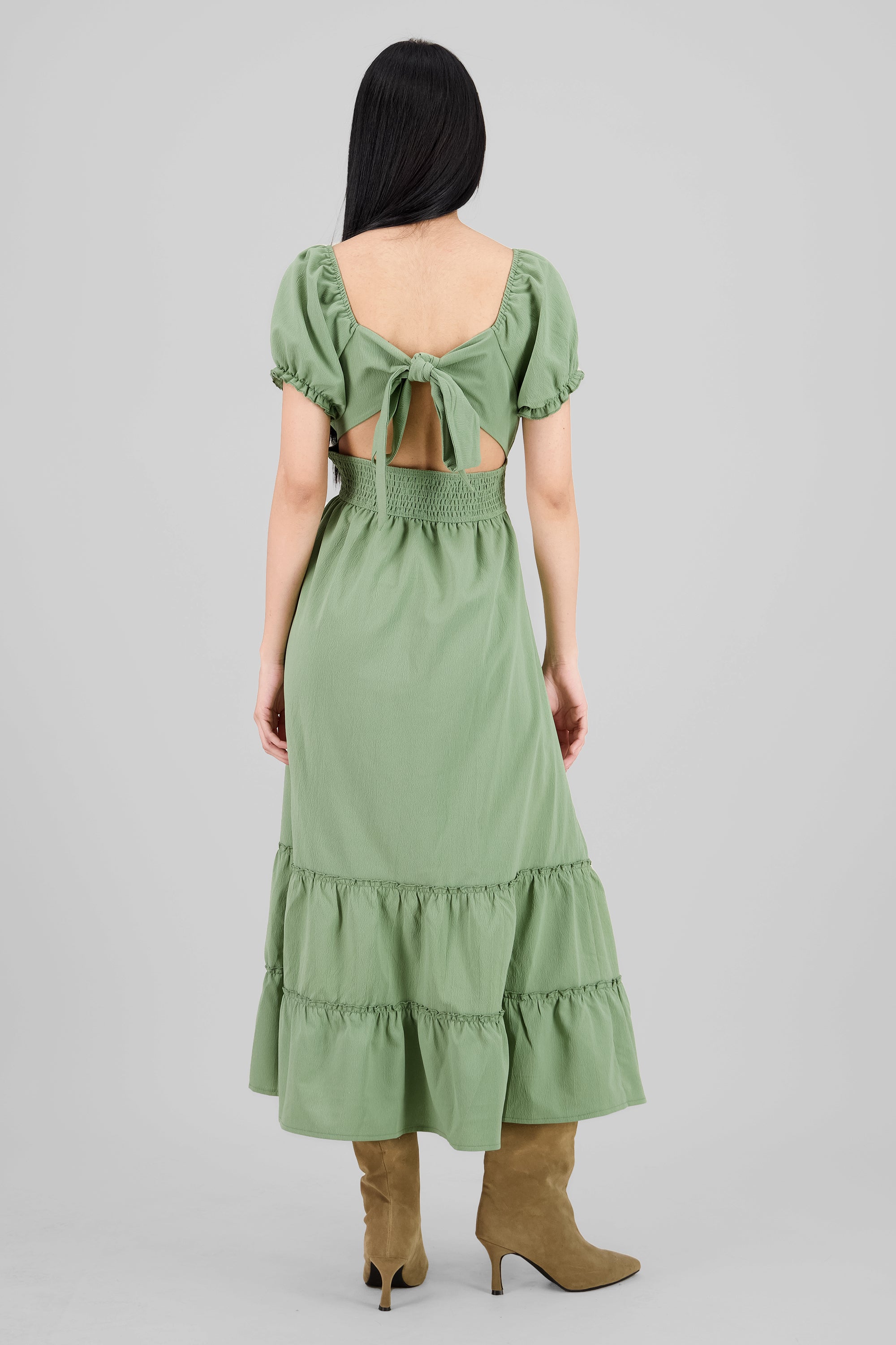 Maxi vestido smock liso SAGE