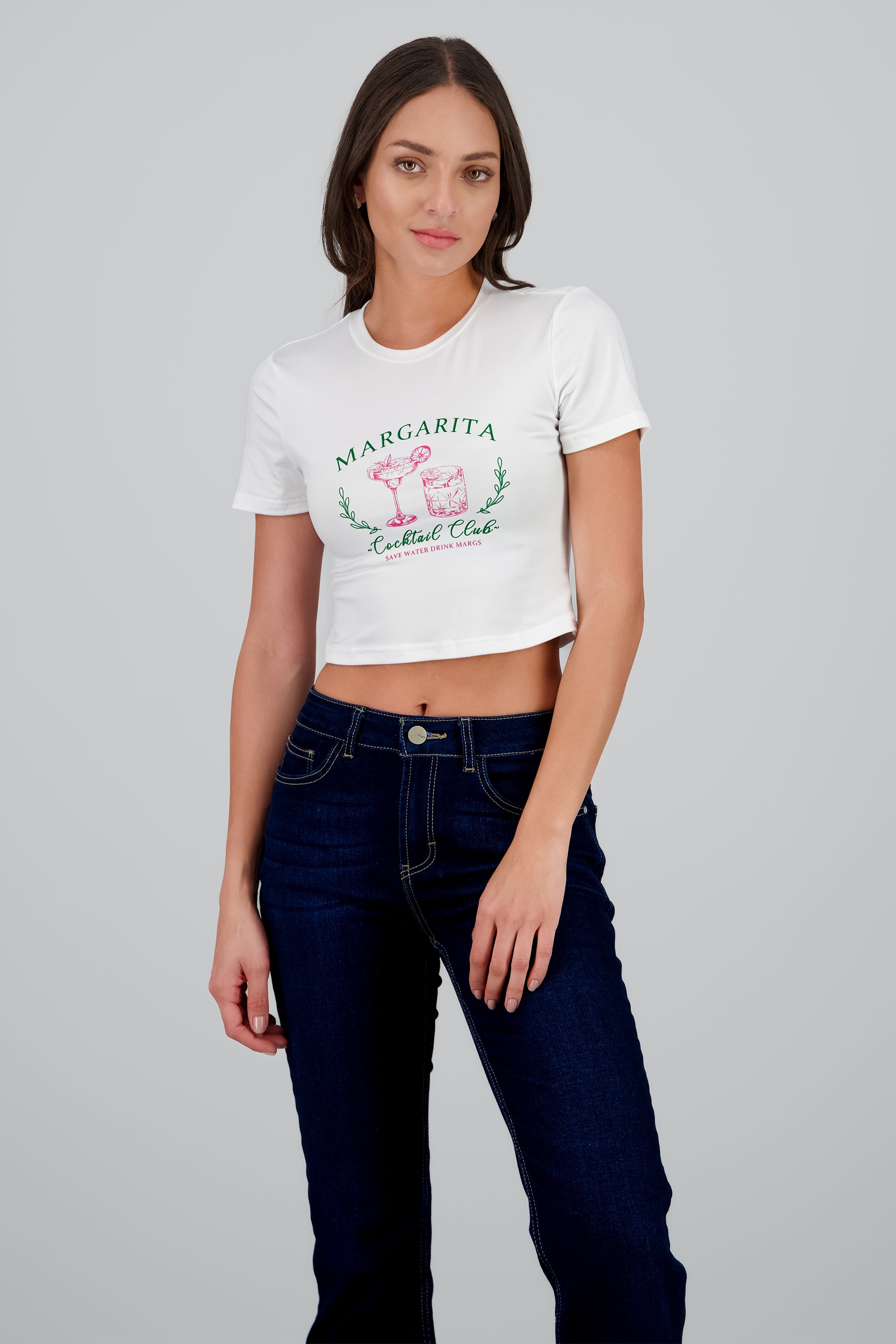 Crop top print margarita BLANCO