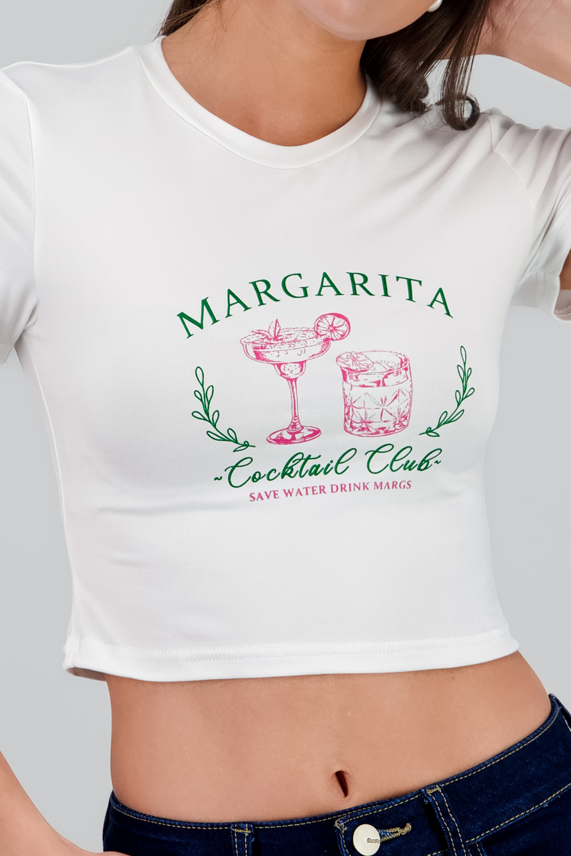 Crop top print margarita BLANCO