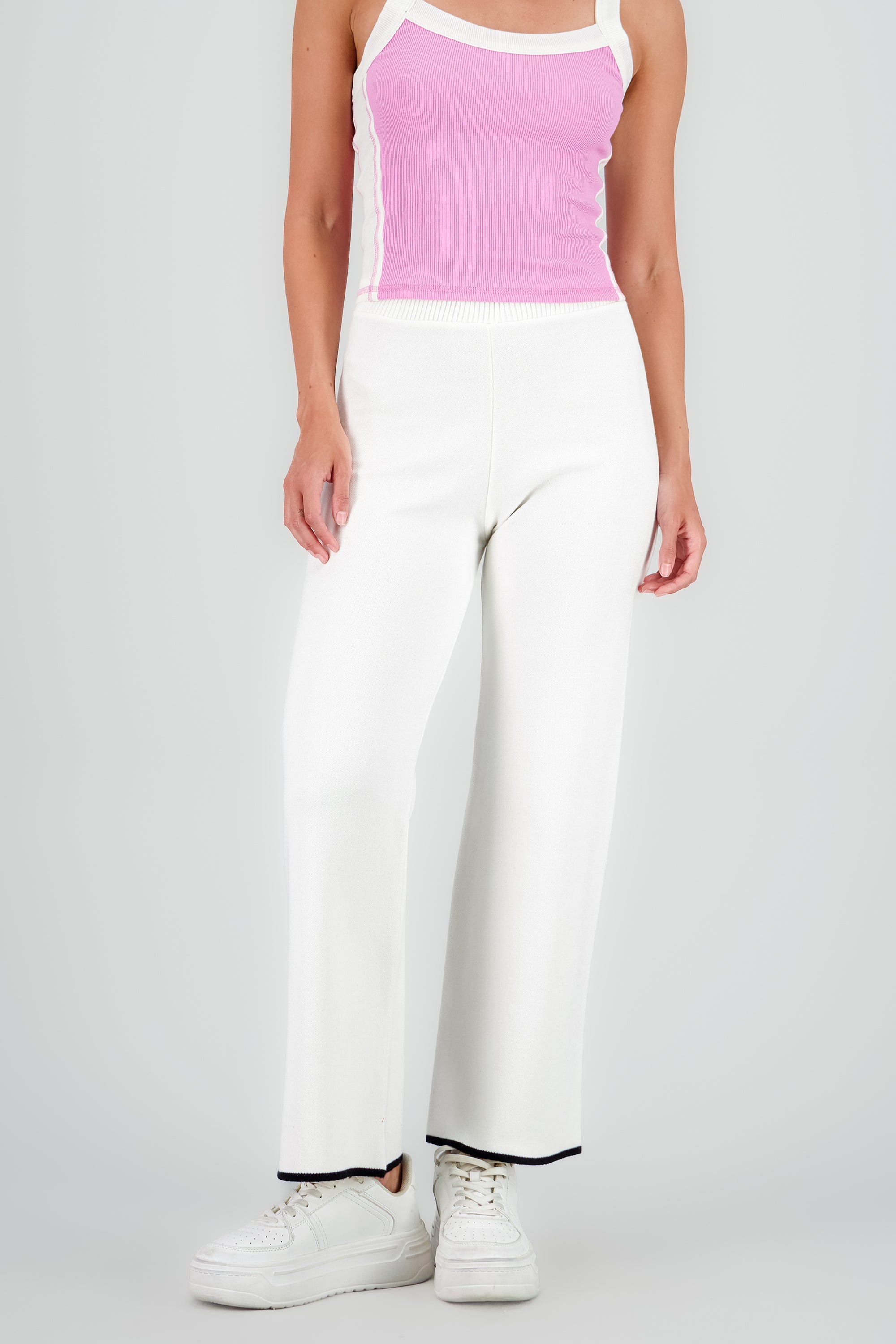 Pantalon amplio tejido BLANCO