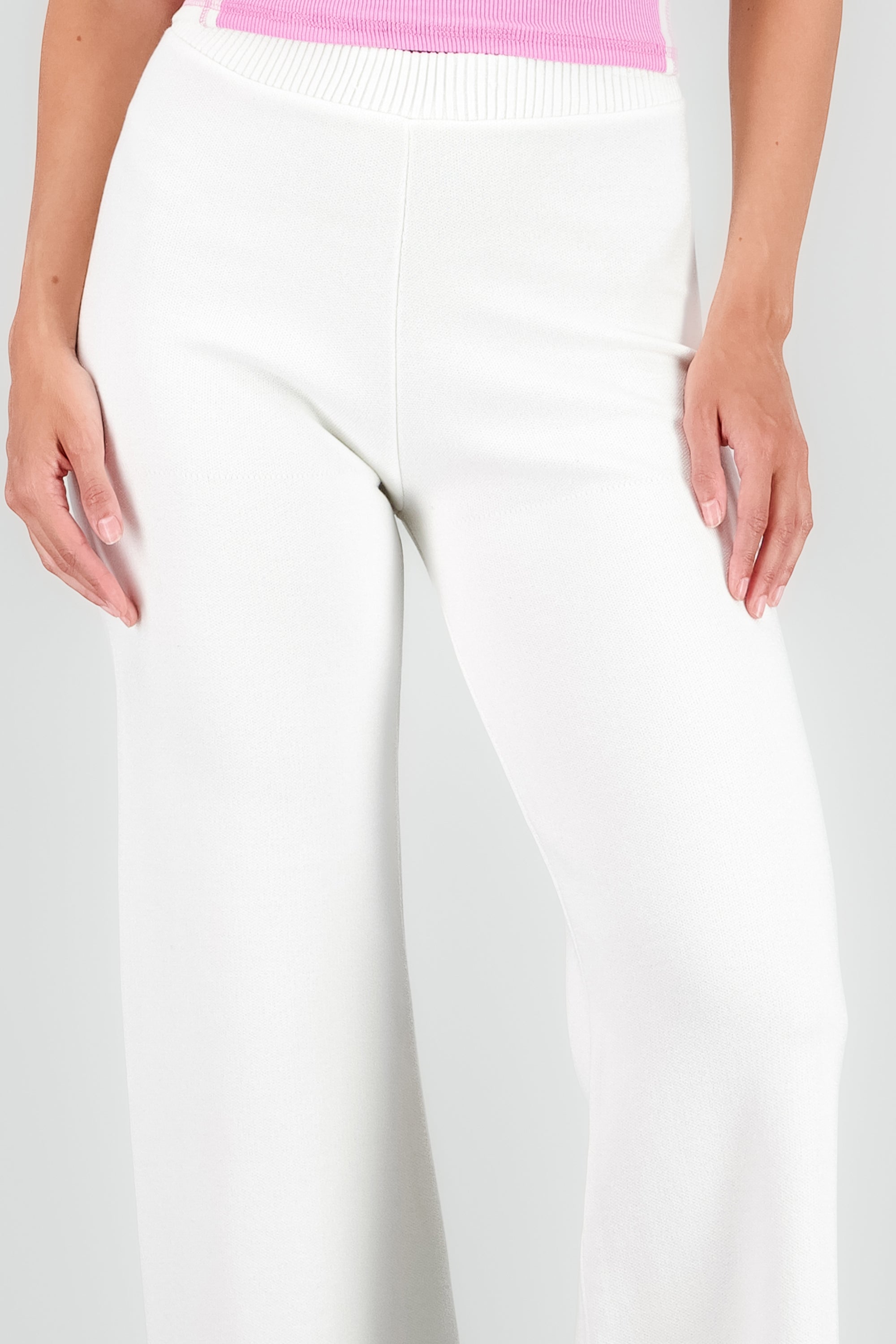 Pantalon amplio tejido BLANCO