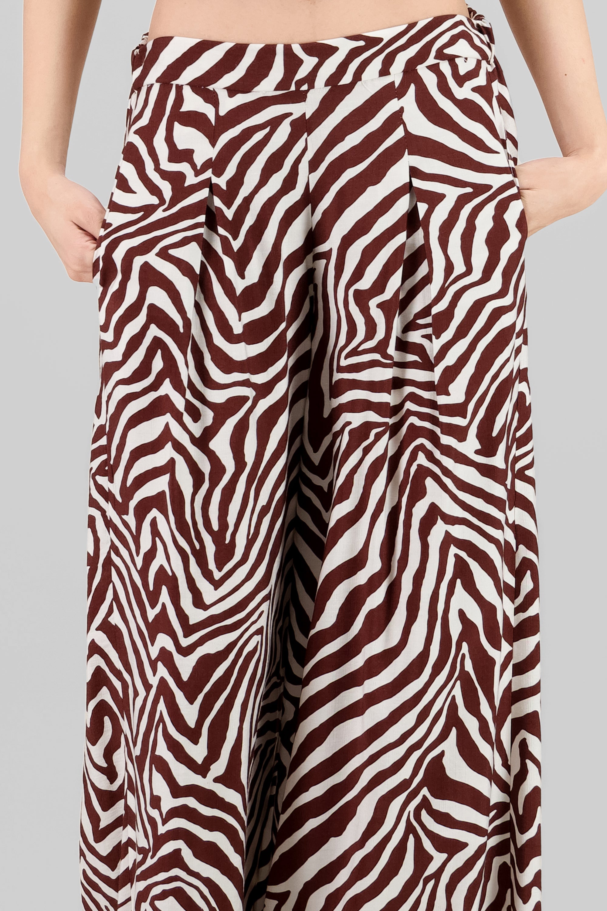 Pantalon amplio fluido animal print z CAFE COMBO