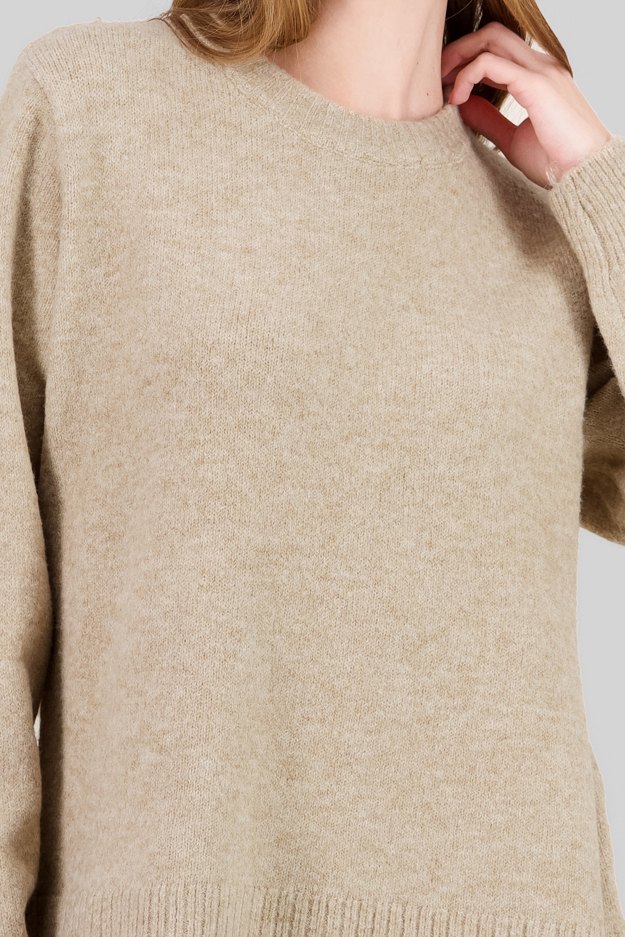 Sueter cuello redondo oversized liso TAUPE