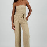 Jumpsuit strapless rayas detalle laso