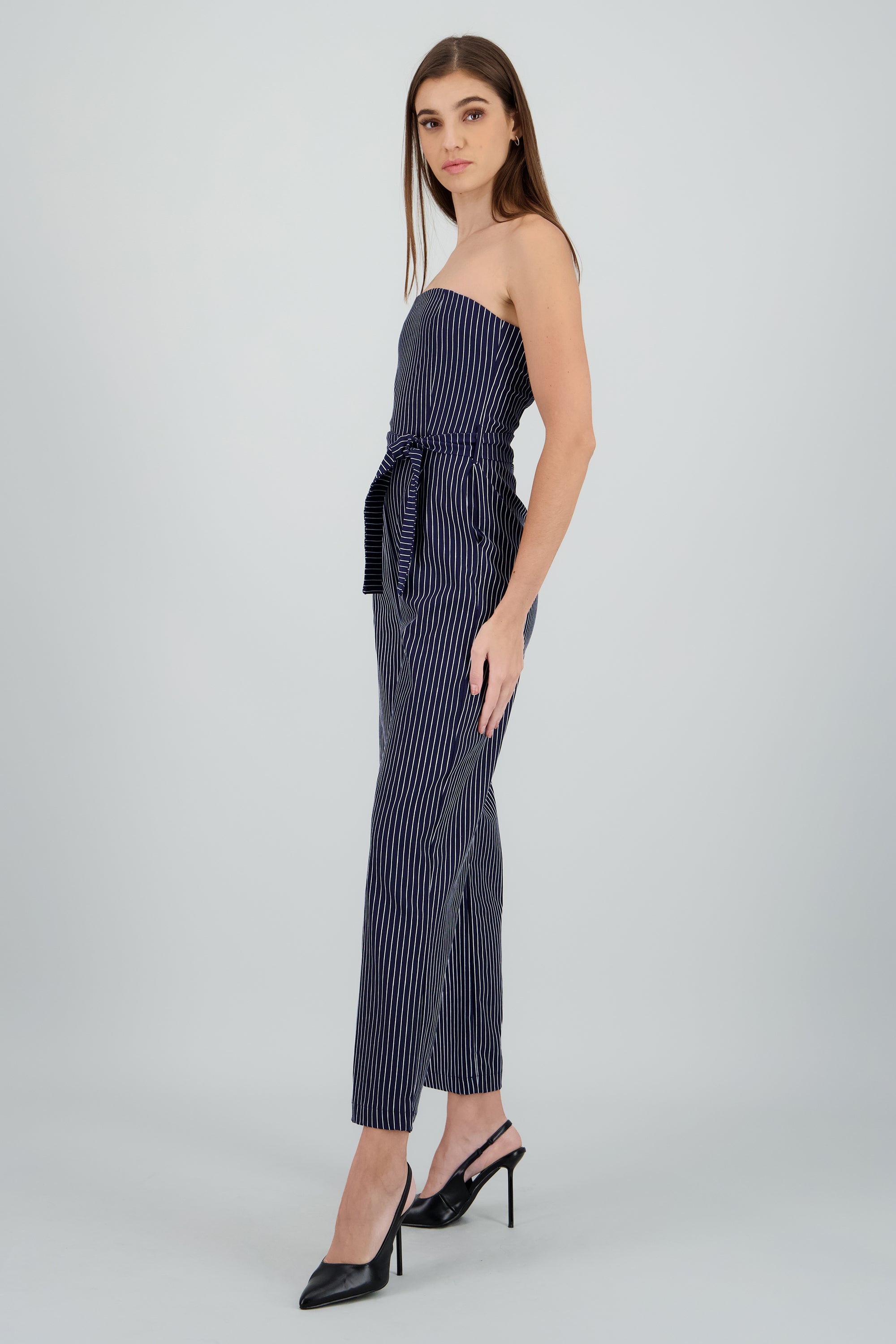 Jumpsuit strapples rayas detalle laso MARINO COMBO