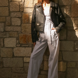 Jumpsuit strapless rayas detalle laso