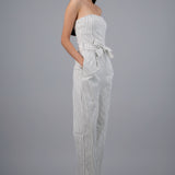 Jumpsuit strapless rayas detalle laso