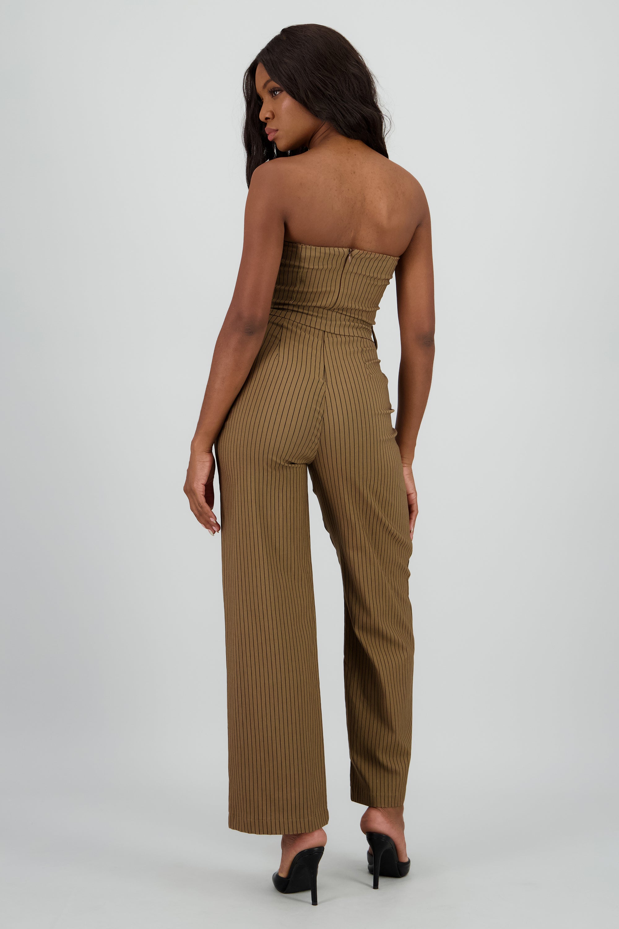 Jumpsuit strapples rayas detalle laso CAFE