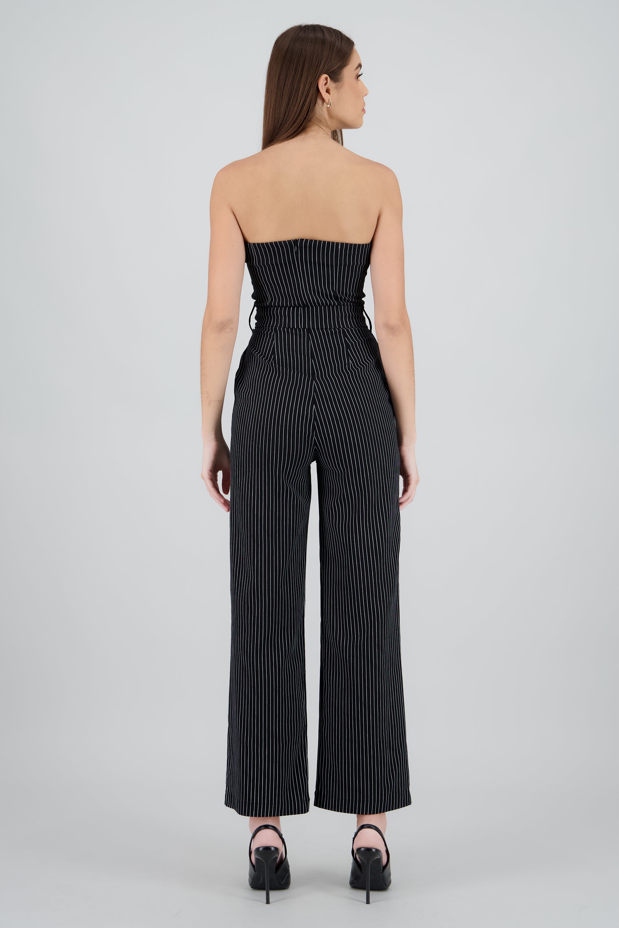 Jumpsuit strapples rayas detalle laso NEGRO COMBO