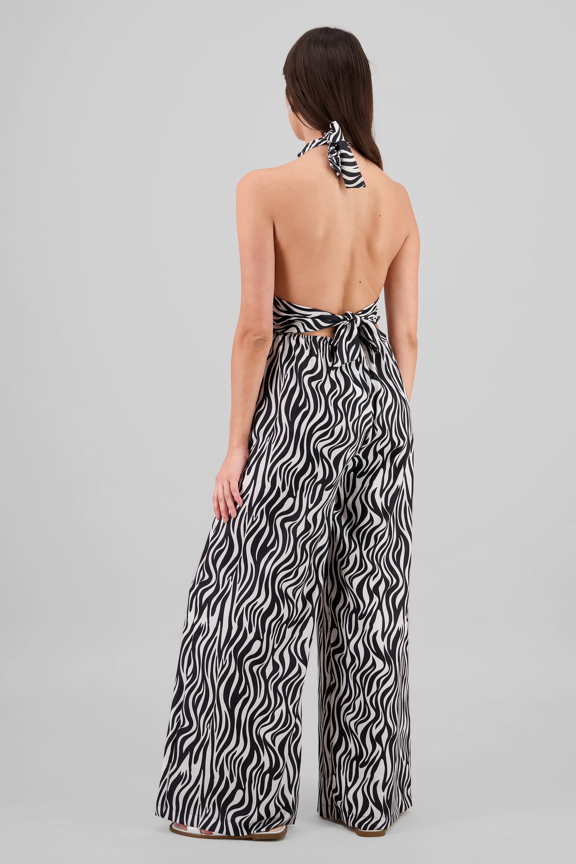 Jumpsuit halter estampado zebra NEGRO COMBO