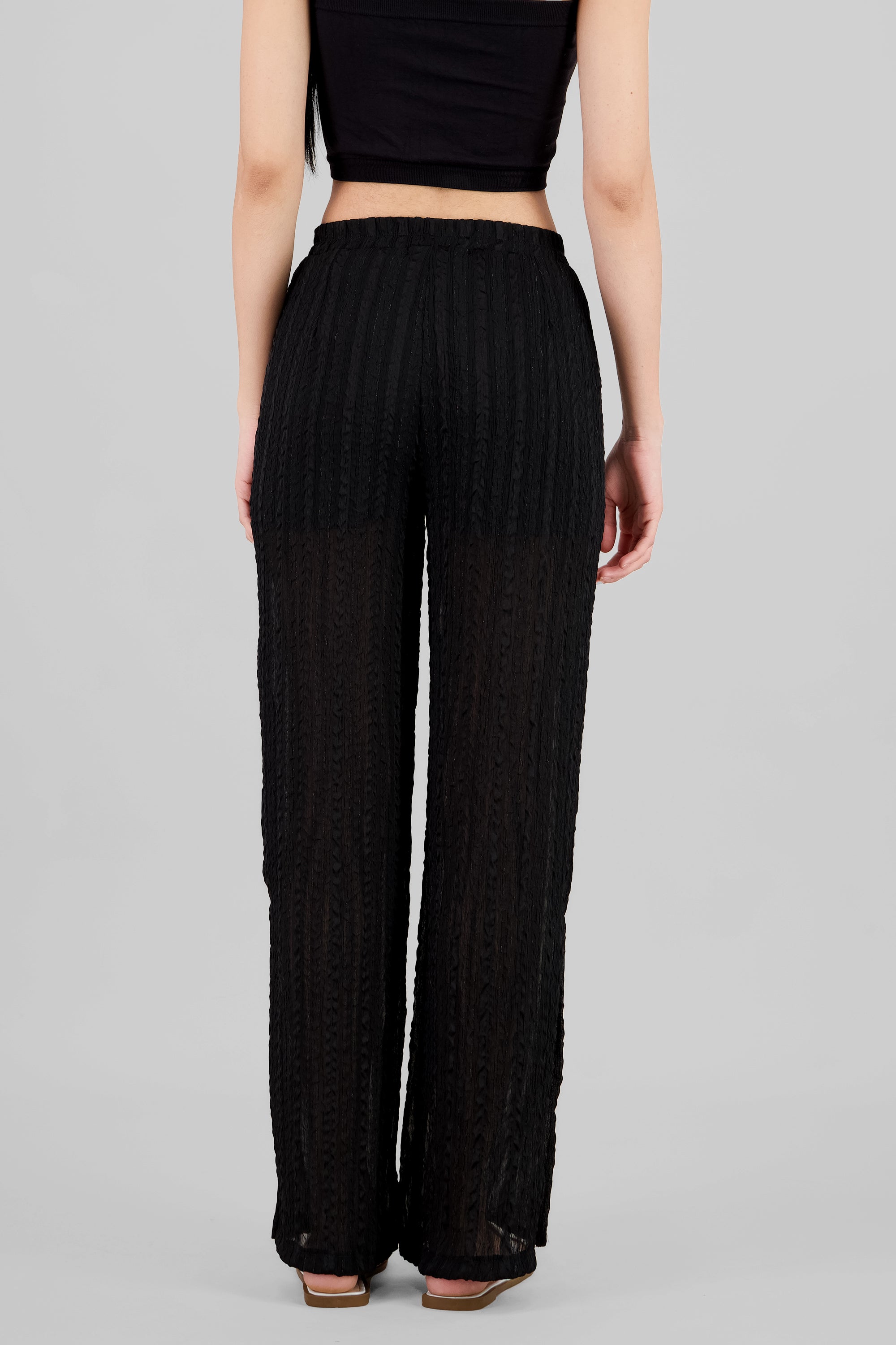 Pantalon amplio detalle lurex NEGRO