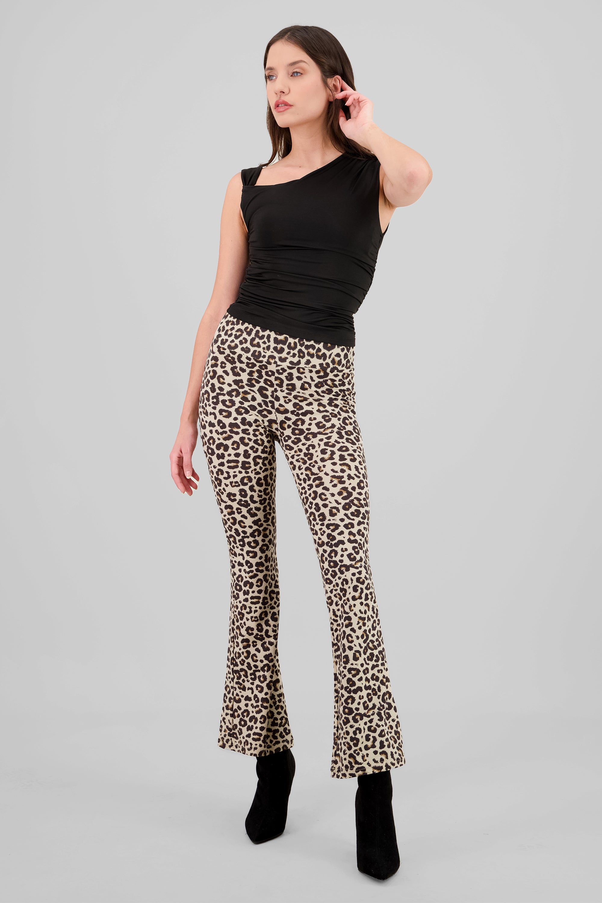 Leggins leopardo pretina ancha CAFE COMBO