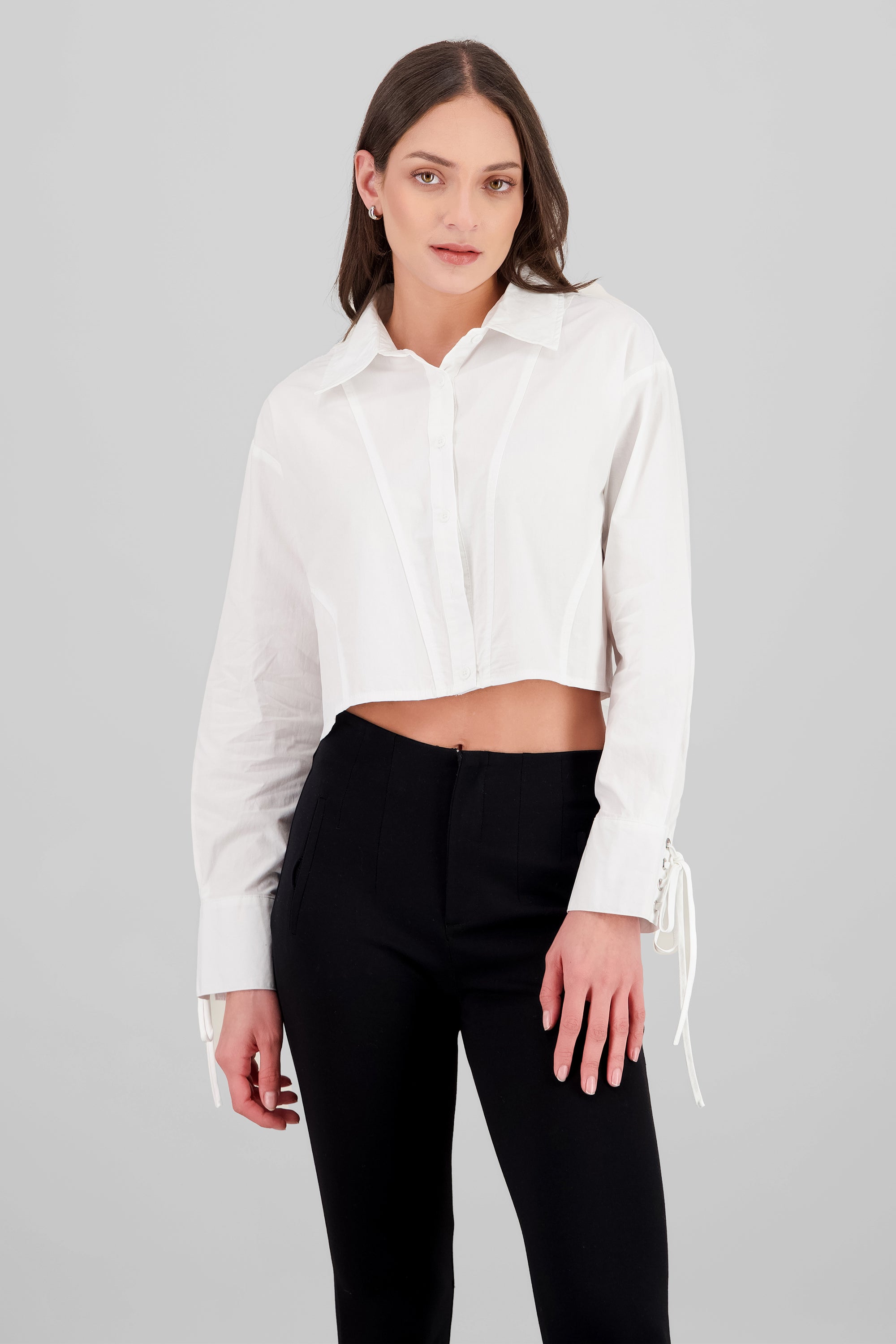 Camisa con lace up detalle BLANCO