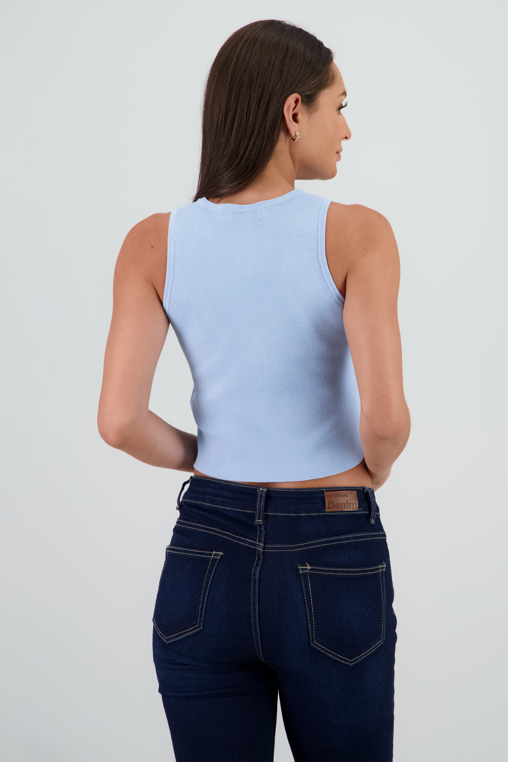 Top corto tejido detalle botones AZUL CIELO