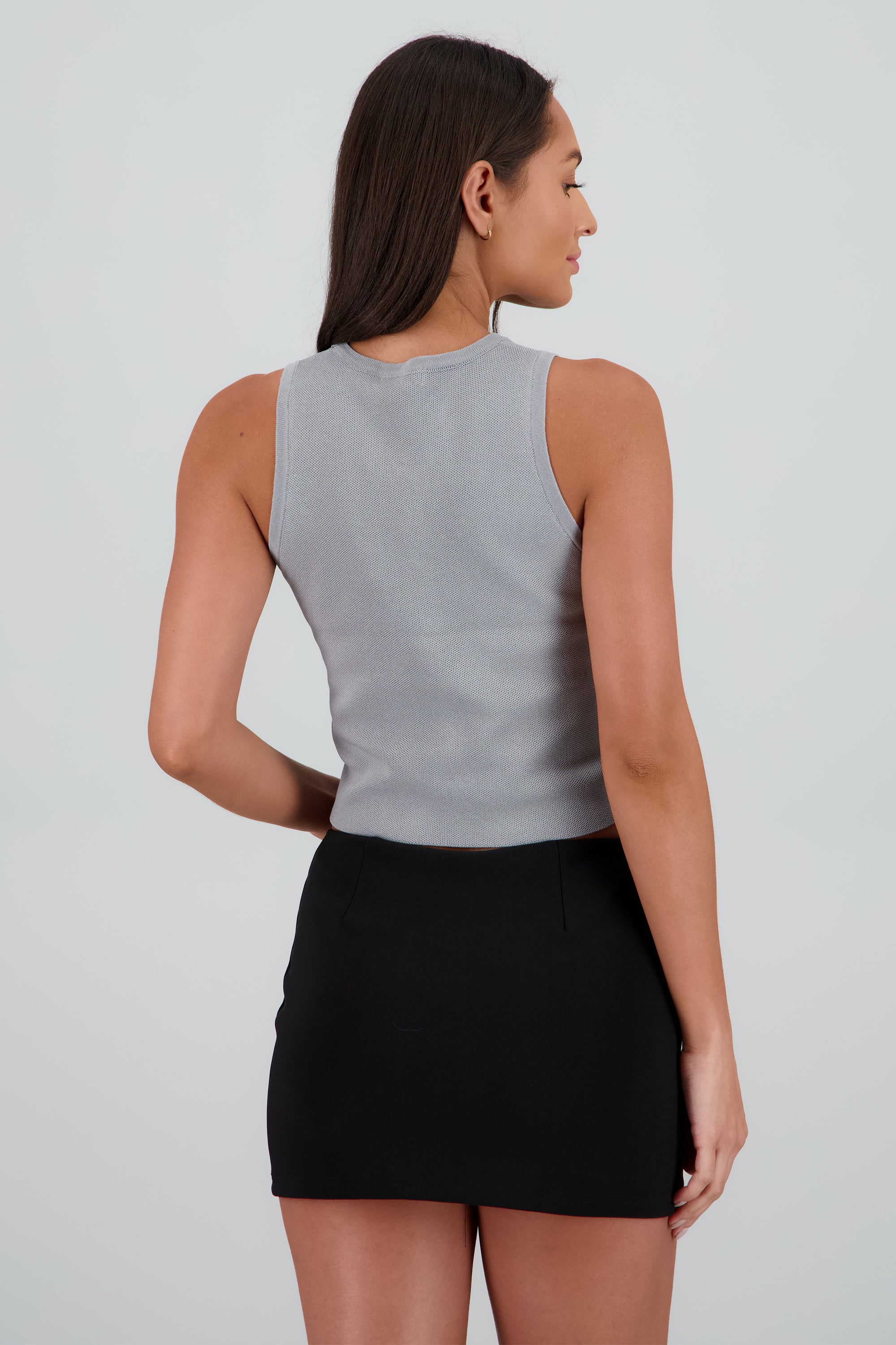 Top corto tejido detalle botones GRIS