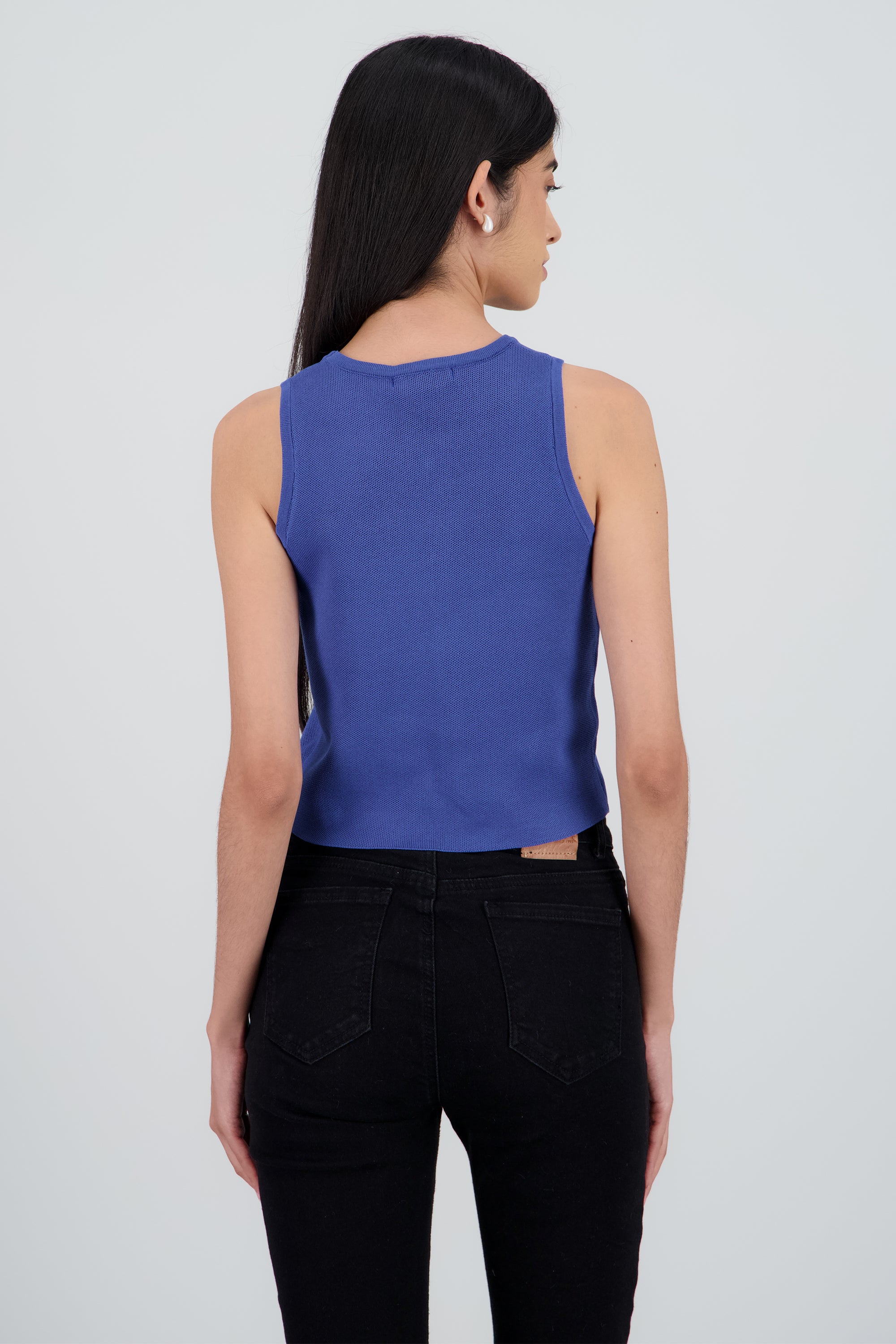 Top corto tejido detalle botones INDIGO