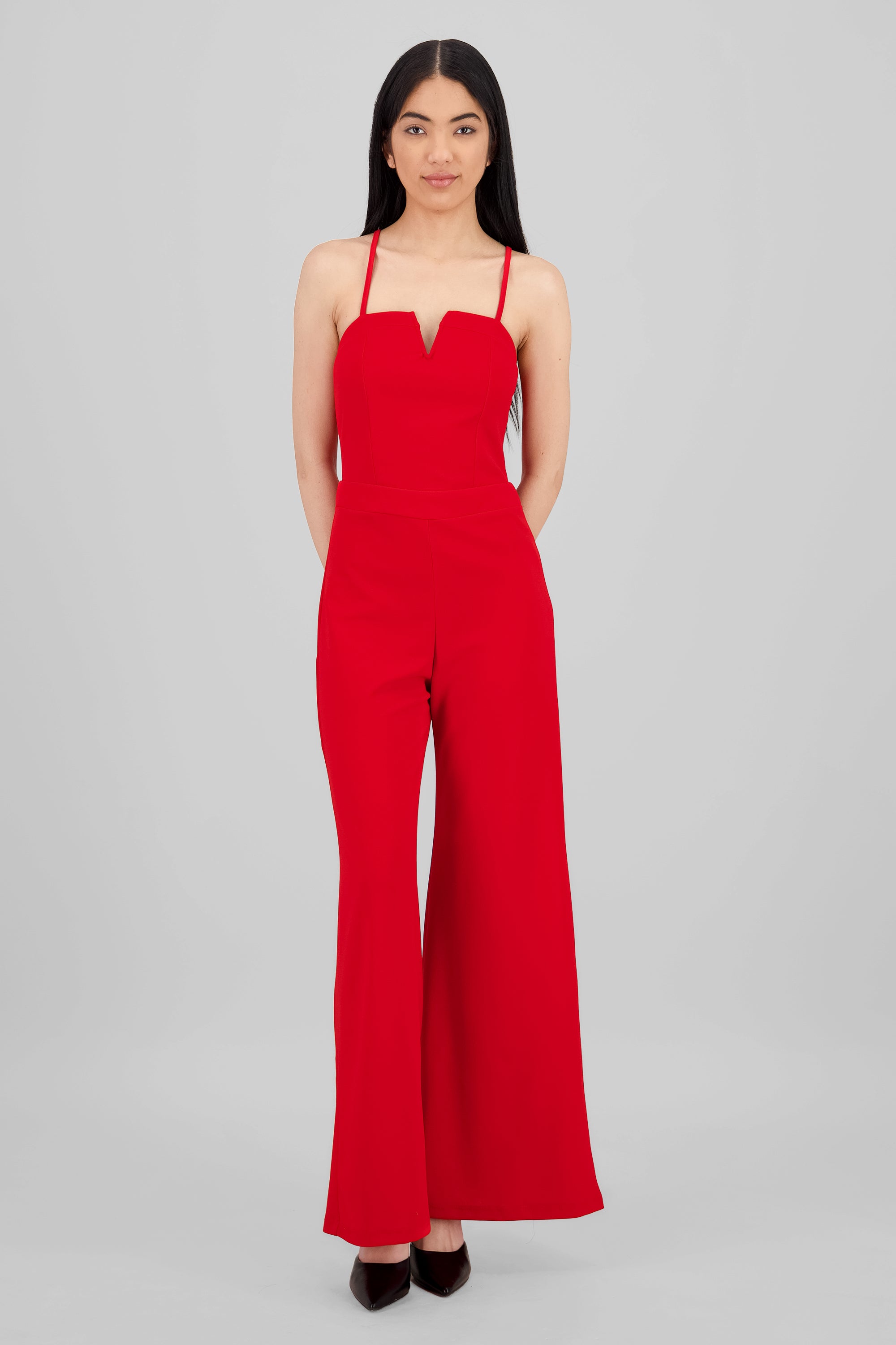 Jumpsuit tirantes detalle abertura escote ROJO