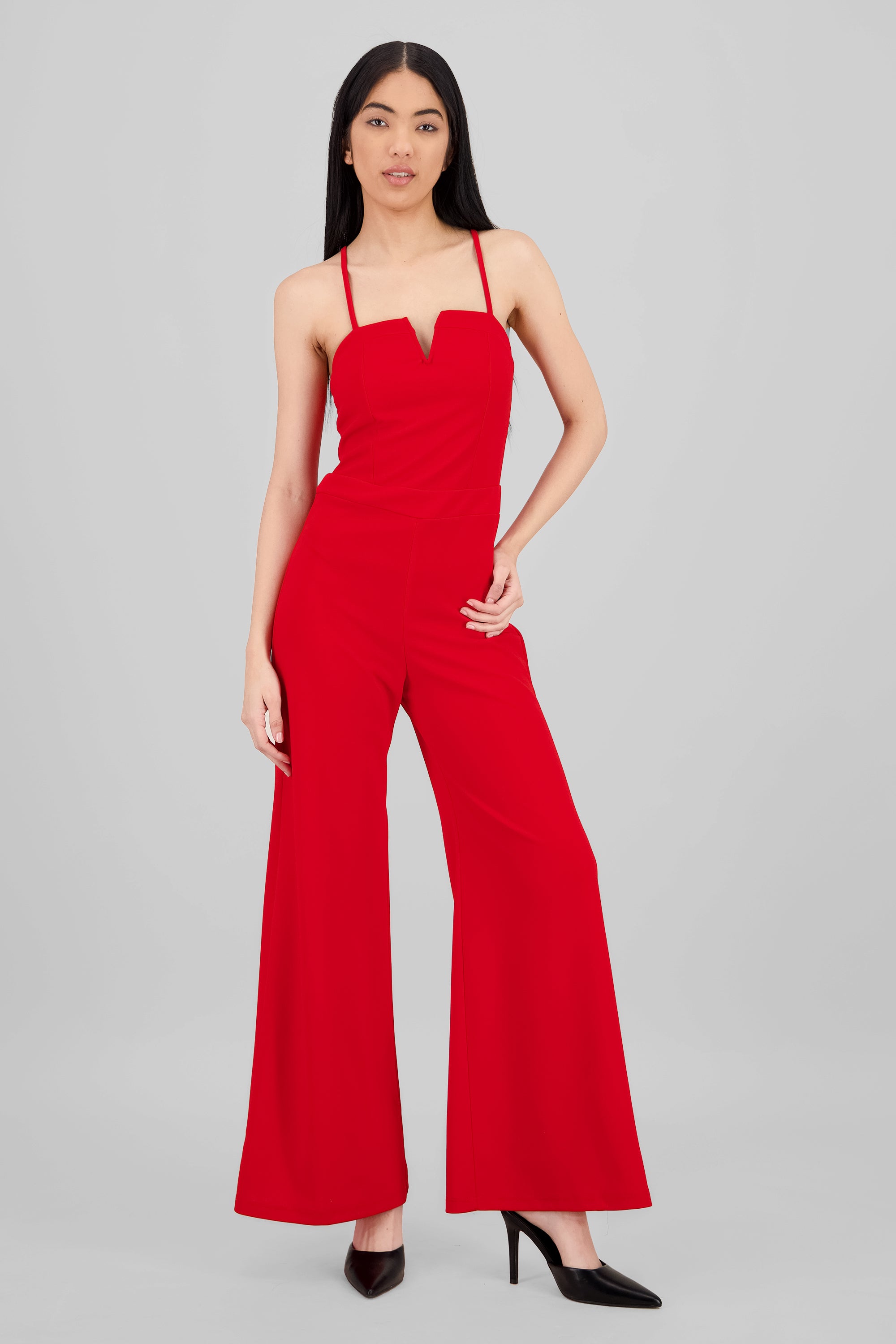 Jumpsuit tirantes detalle abertura escote ROJO