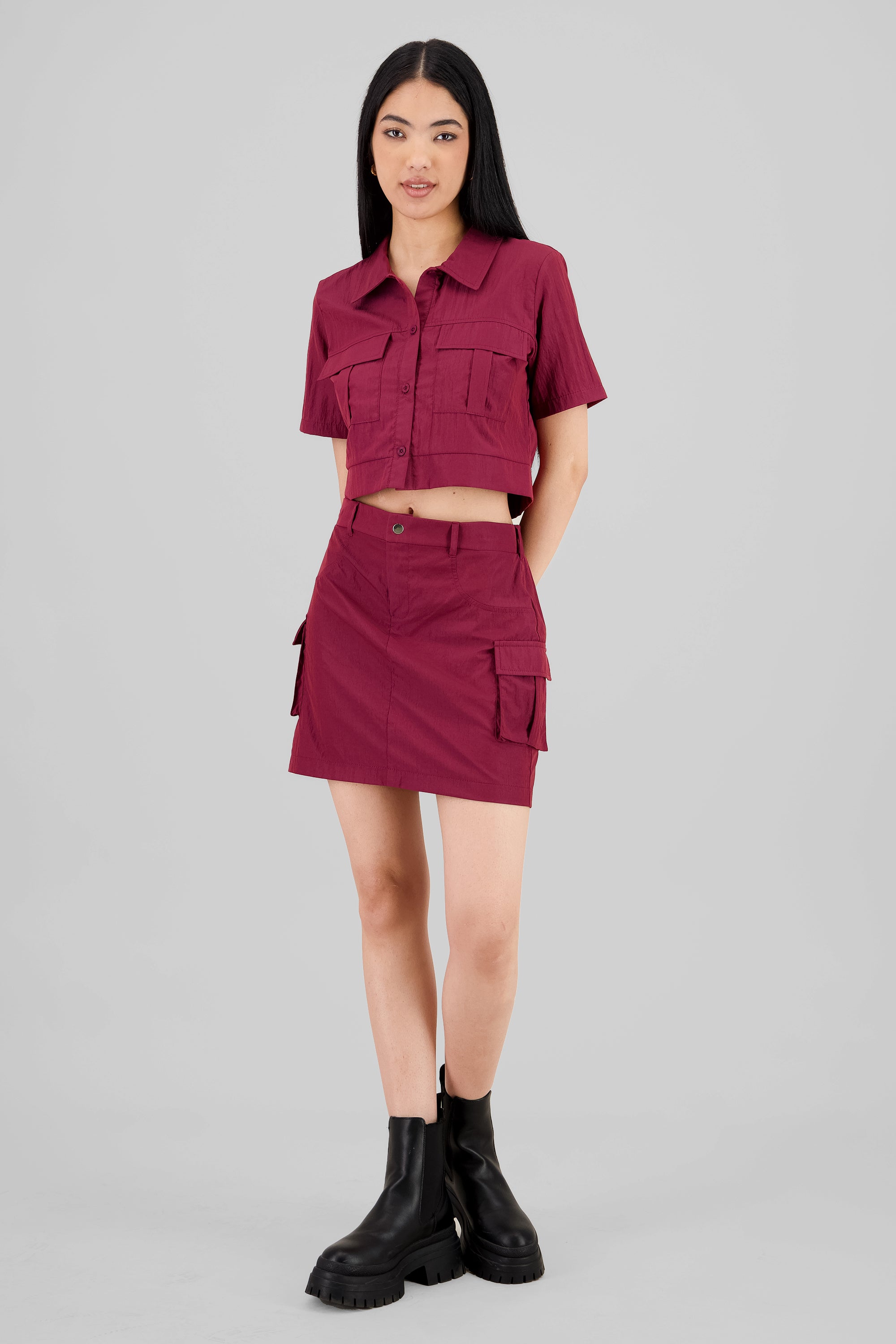 Falda mini cargo tacto peach VINO
